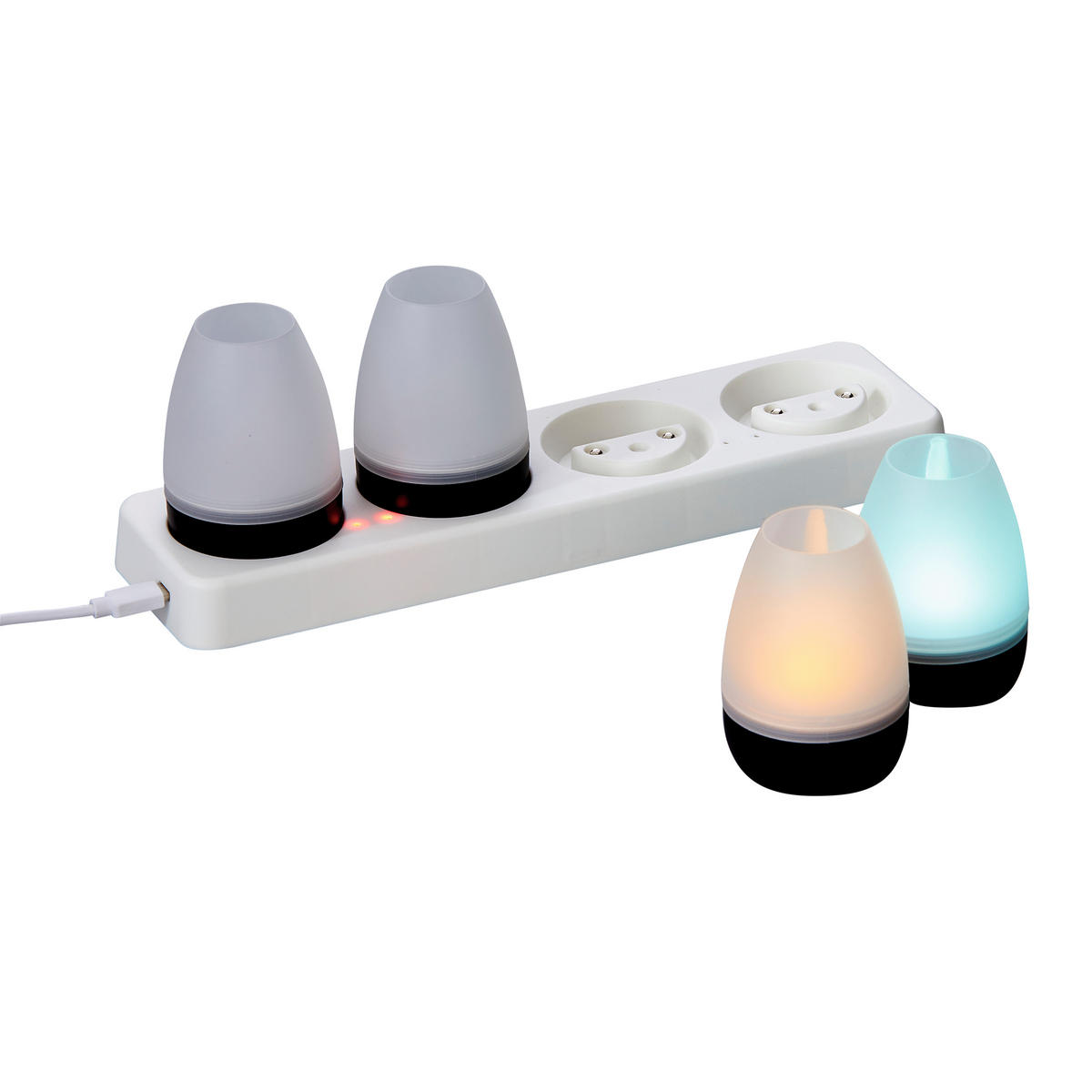 LED-AKKU-LOUNGE-LICHTER 4er-Set mit Touchsensor Kabellos für Innen und Außen RGBW Flackereffekt Schwarz Matt - Schwarz, Kunststoff (5/5/7cm) - Northpoint