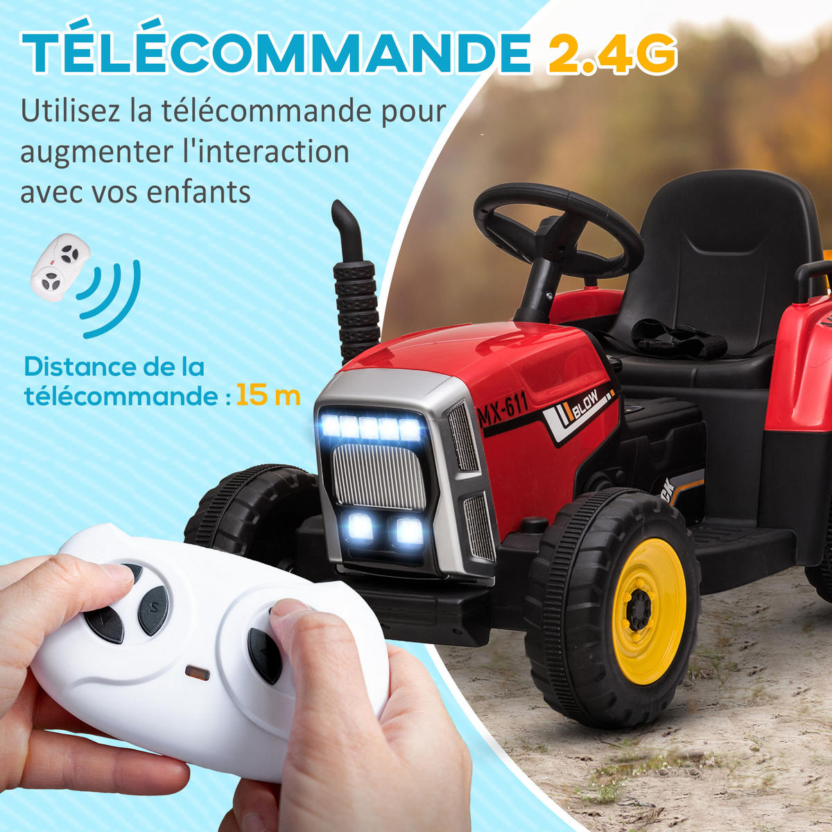 TRAKTOR DE-13104 abnehmbarer Anhänger - Rot, Kunststoff (136.5/50/52.5cm) - ComfortXL