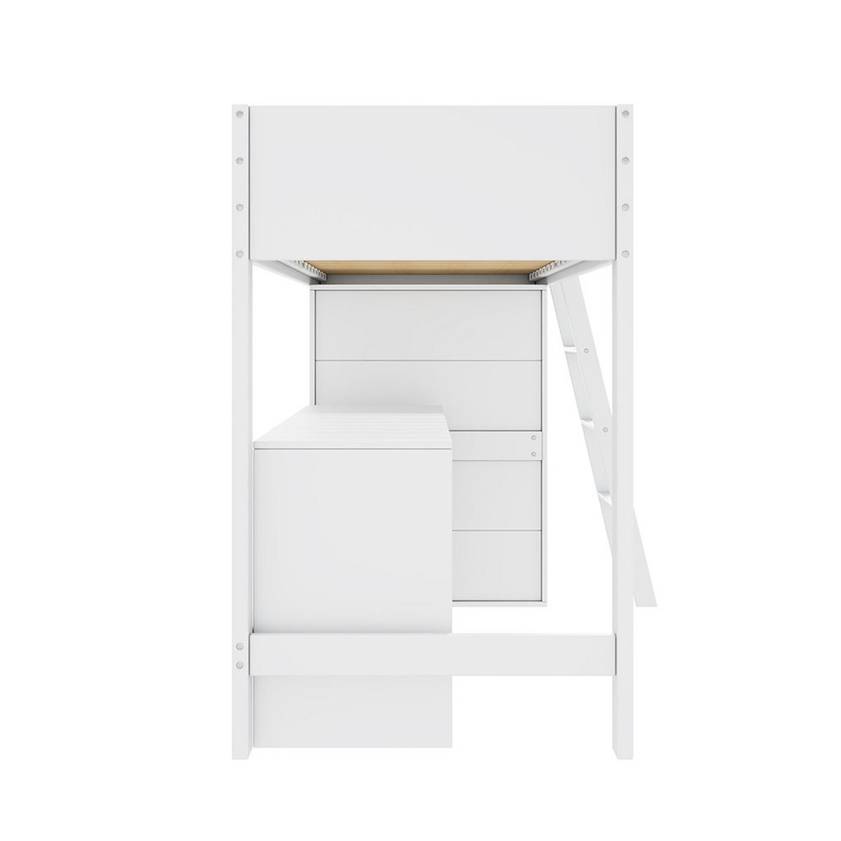 HOCHBETT 90x200 cm mit Schreibtisch，frei kombinierbar - Weiß, Holz (90/200cm) - KOMHTOM