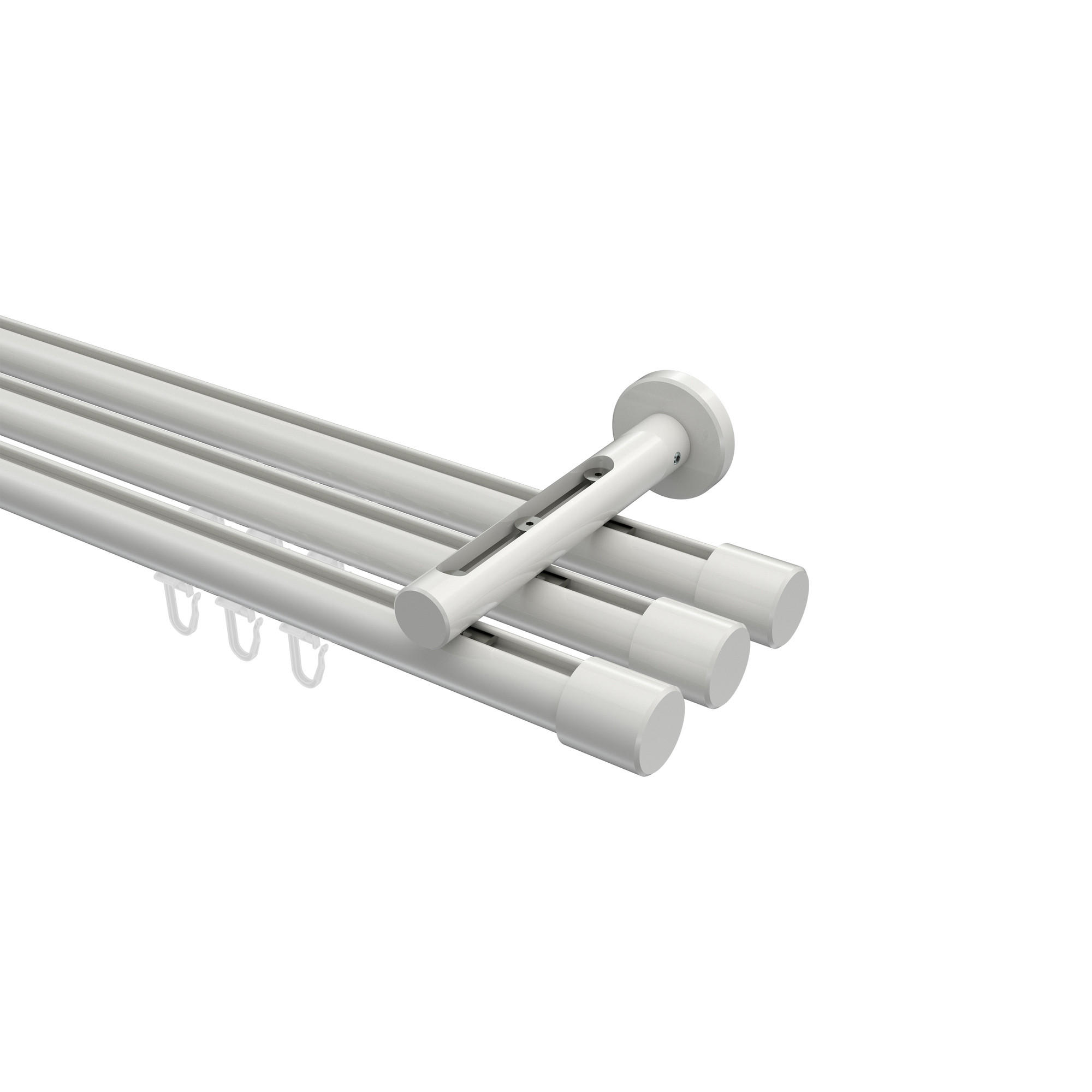 INNENLAUF-GARDINENSTANGEN-SET Siteno Santo 420 cm (geteilt in 3 x 140 cm), 3-läufig, 20 mm Ø Weiß - Weiß, Metall (420cm) - INTERDECO