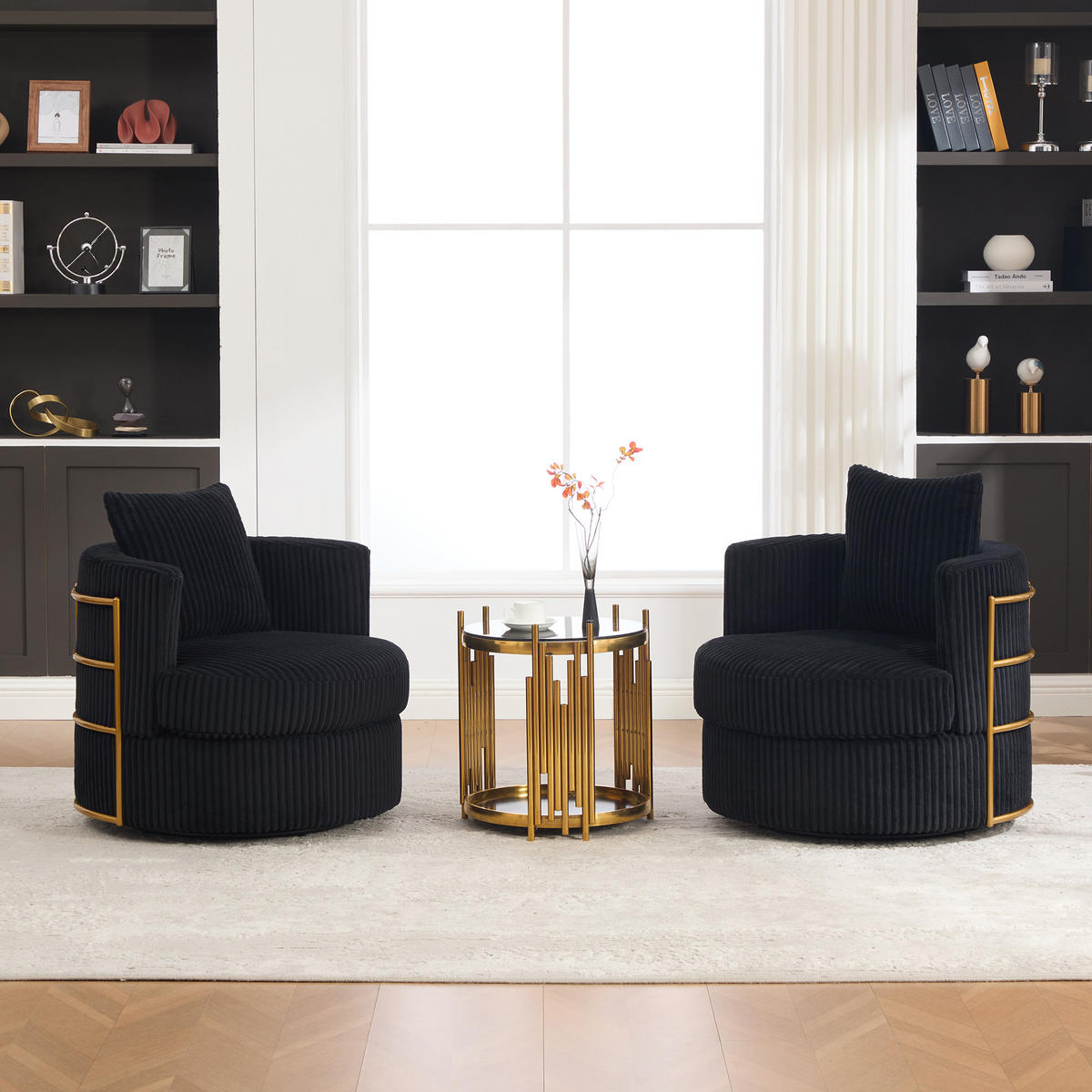 SESSEL 2er-Set 360° drehbar mit Stauraum, DE-42295, Schwarz - Schwarz, Textil (76/78/79cm) - ComfortXL