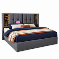 POLSTERBETT 140/200 mit Bettkasten, kabellosem Laden, USB, Type-C und Lattenrost in Grau - Grau, Holzwerkstoff/Textil (140/200cm) - EVRYAE