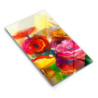 GLASPLATTE 30x52 cm Bunte Gemalte Blumen - Braun, Glas (30/52cm) - Wallfluent