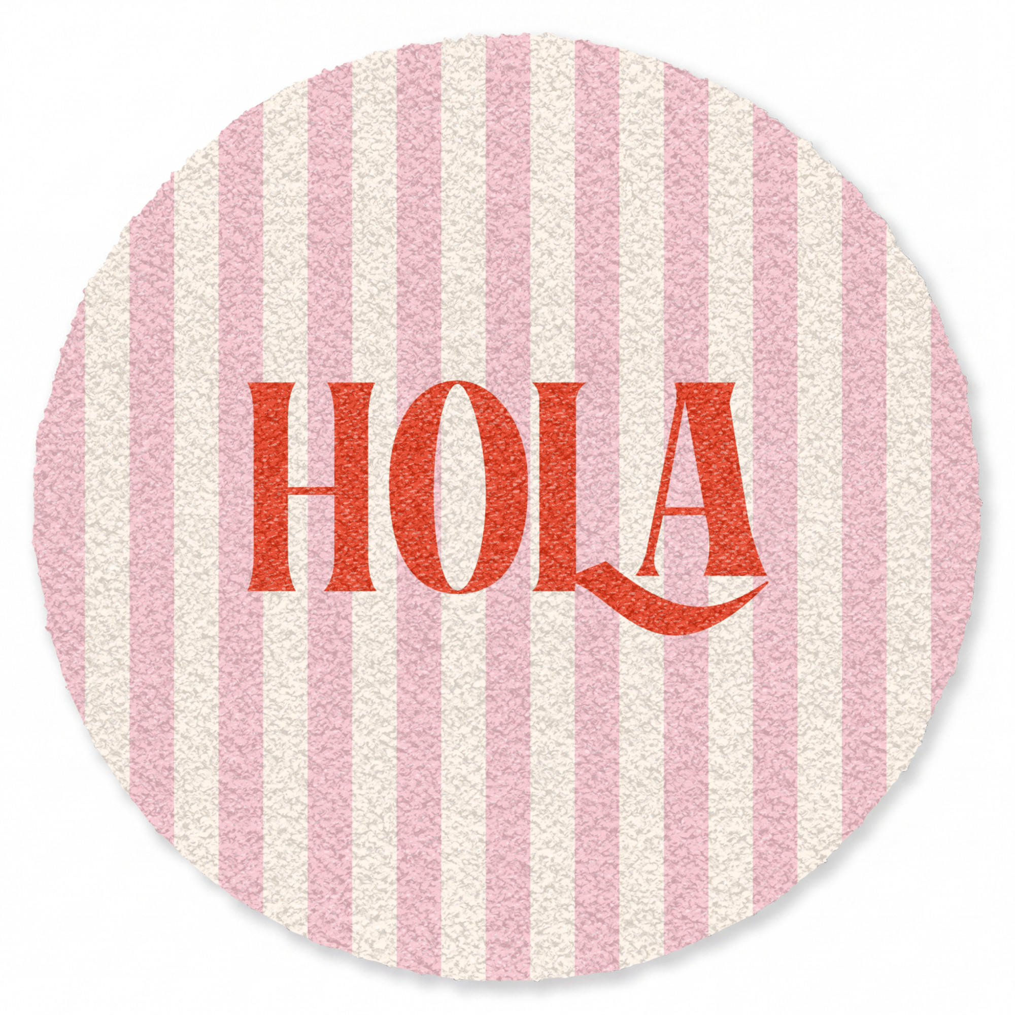 FUSSMATTE Hola - Zitat - Streifen - Pastell - Rosa - Rot - Weiß Schmutzfangmatte 120x120 cm - Rosa, Kunststoff (120/120cm) - MuchoWow
