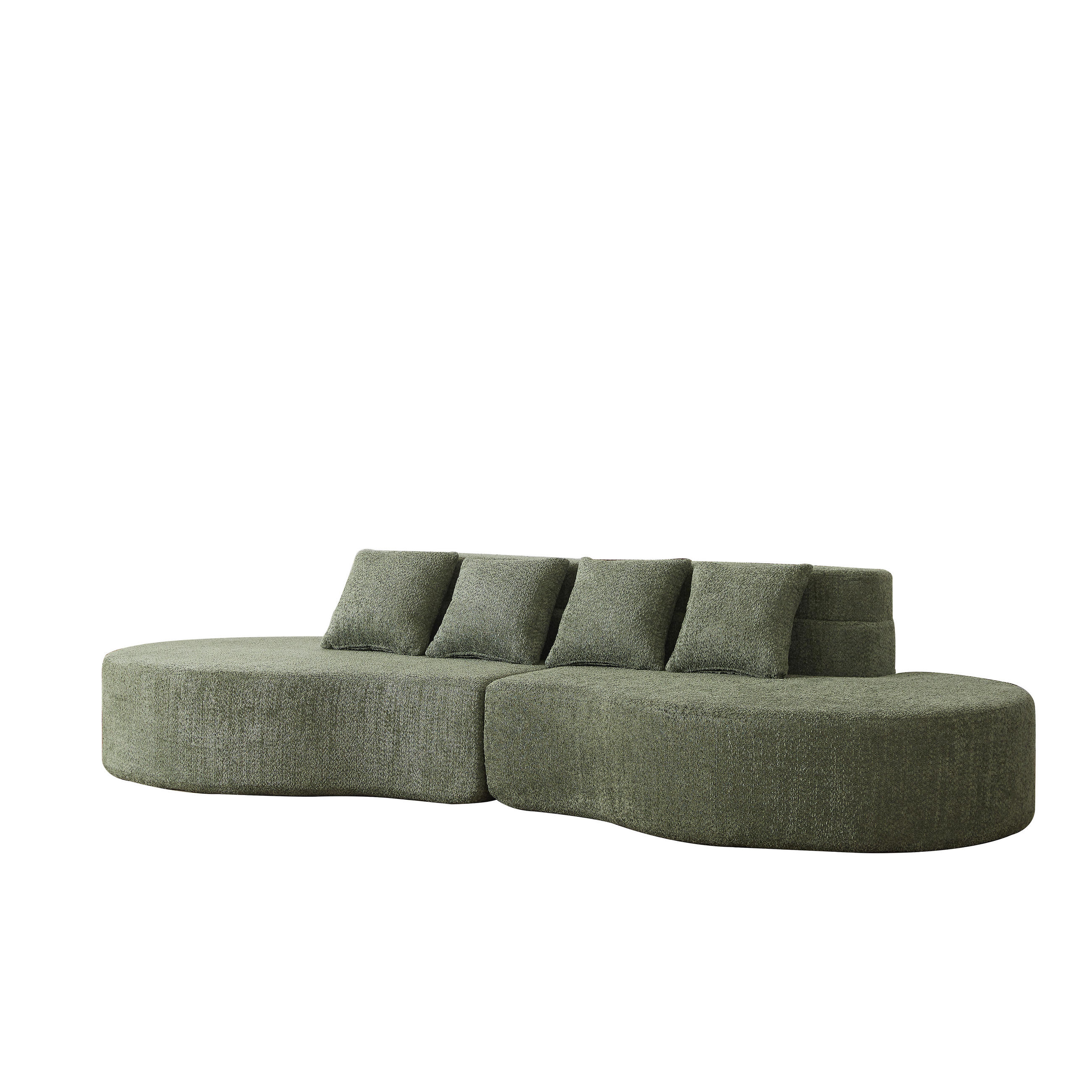 4-SITZER SOFA Chenille Grün modular - Grün, Textil (310/65/110cm) - WISHDOR