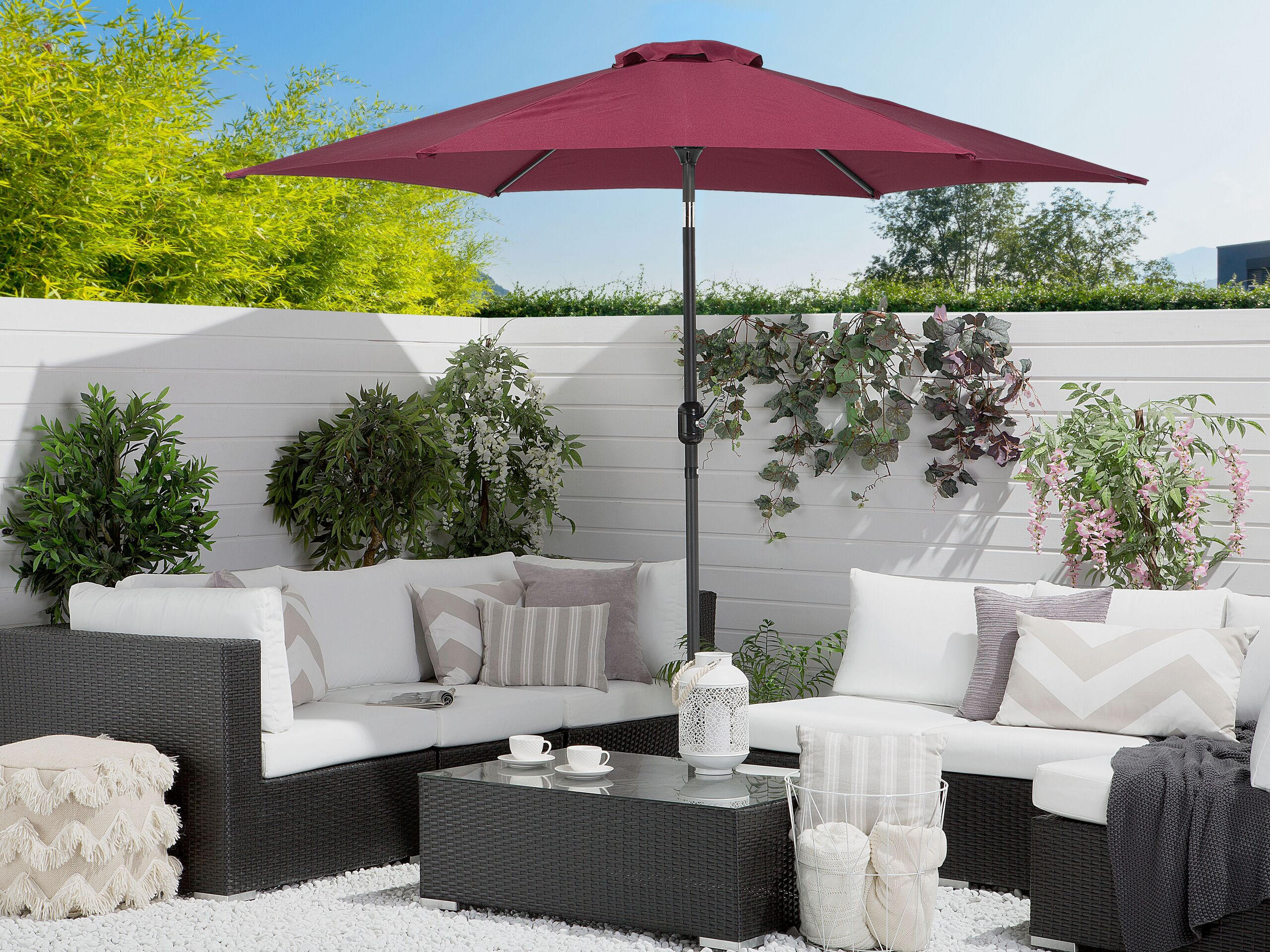 SONNENSCHIRM 270 cm burgunderrot Varese - Rot/Grau, Textil (270/270cm) - Beliani
