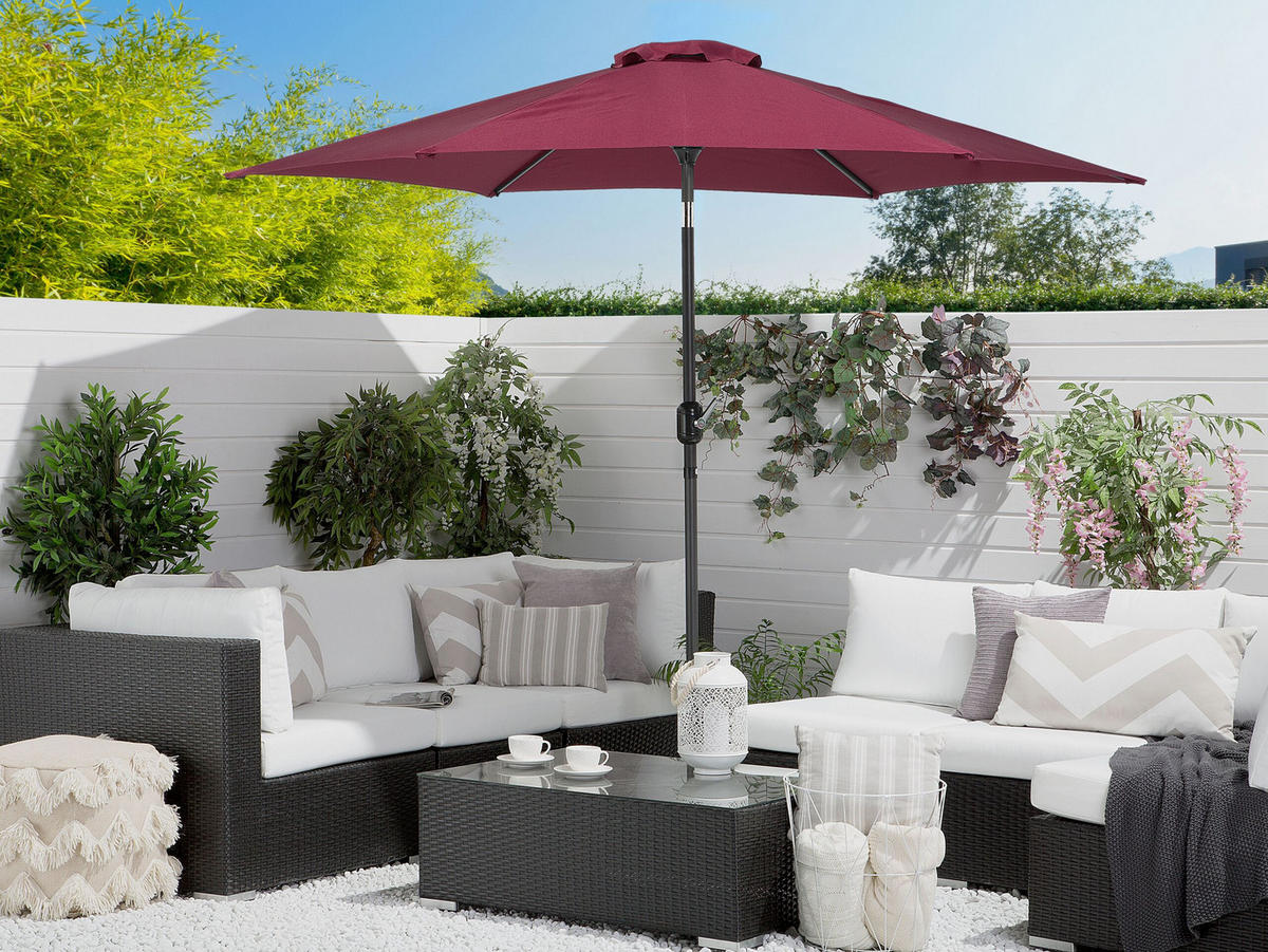 SONNENSCHIRM 270 cm burgunderrot Varese - Rot/Grau, Textil (270/270cm) - Beliani