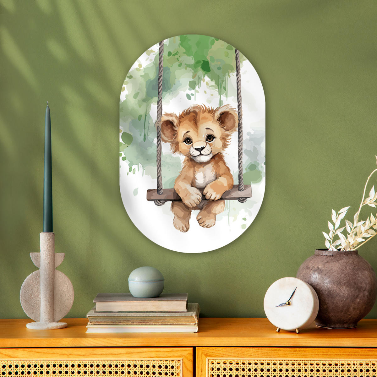 WANDBILD Löwe - Tier - Kinder - Dschungel 40x60 cm - Hellbraun, Kunststoff (40/60cm) - MuchoWow