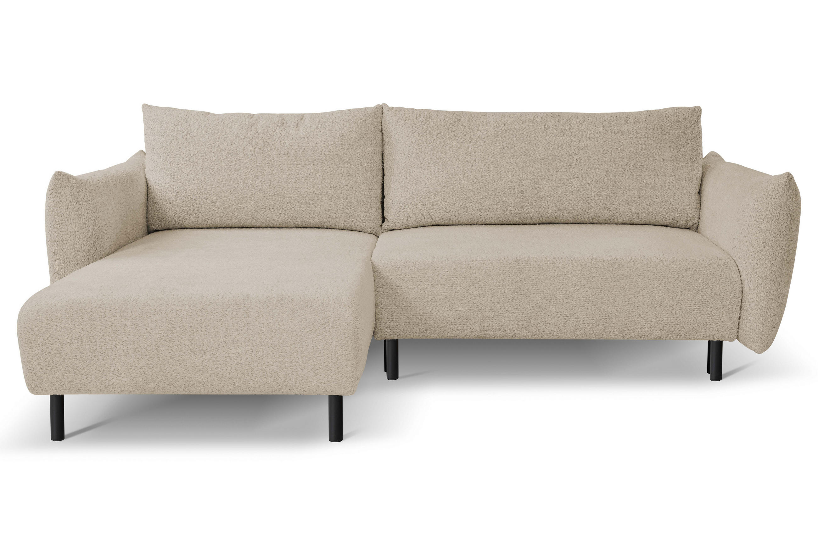 ECKSOFA ADEL mit Schlaffunktion und Bettkasten, L-förm, Metallbeine, verstellbar lose Rückenkissen, freistehend, LINKS, 171x257x90 cm, Beige - Beige, Holz/Textil (171/257cm) - DomoHome
