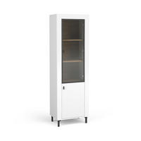 VITRINE Mossa Weiß, mit LED - Schwarz/Weiß, Holzwerkstoff (60/194/40cm) - Bettso