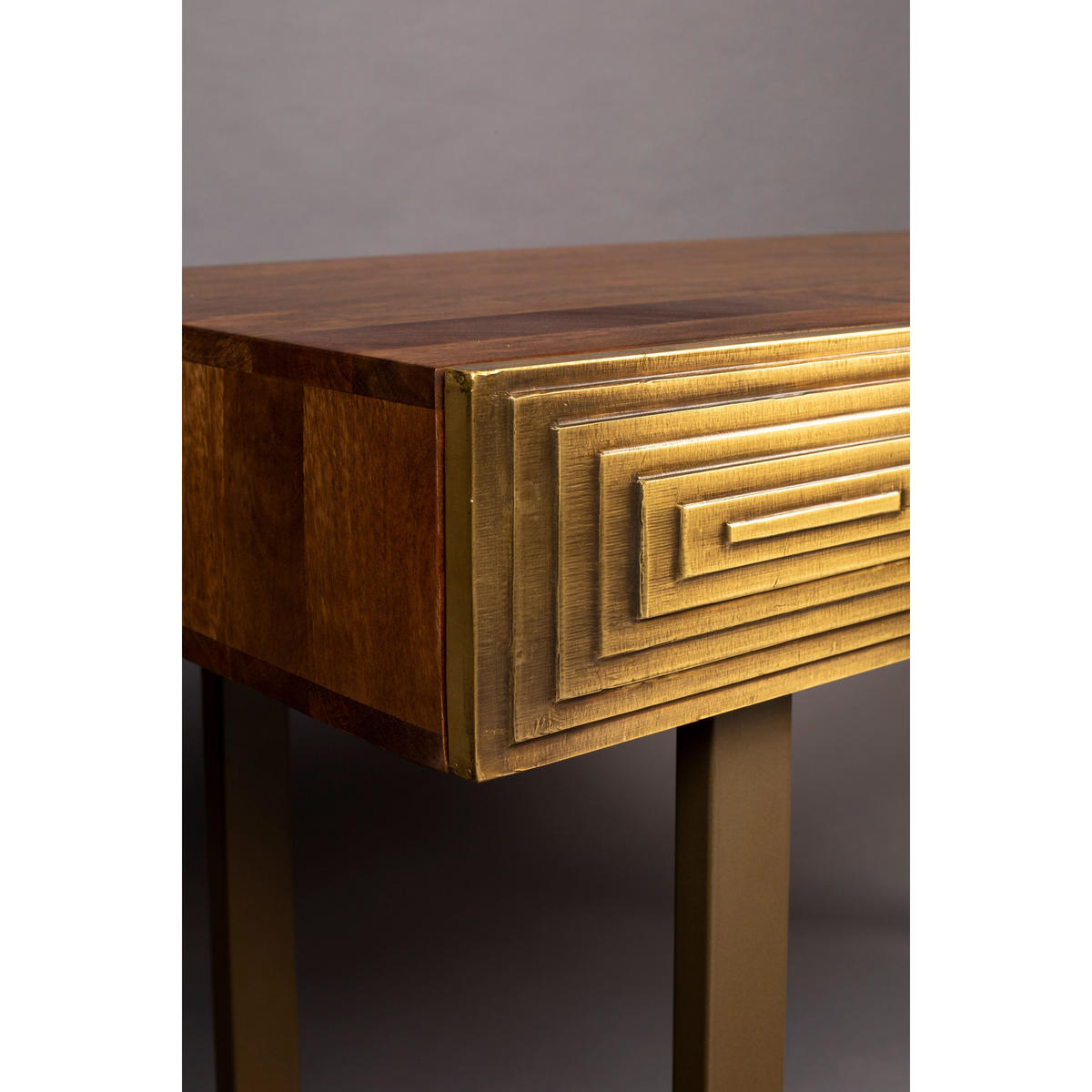KONSOLENTISCH Volan Gold - Goldfarben, Holz (140/140/76cm) - Dutchbone