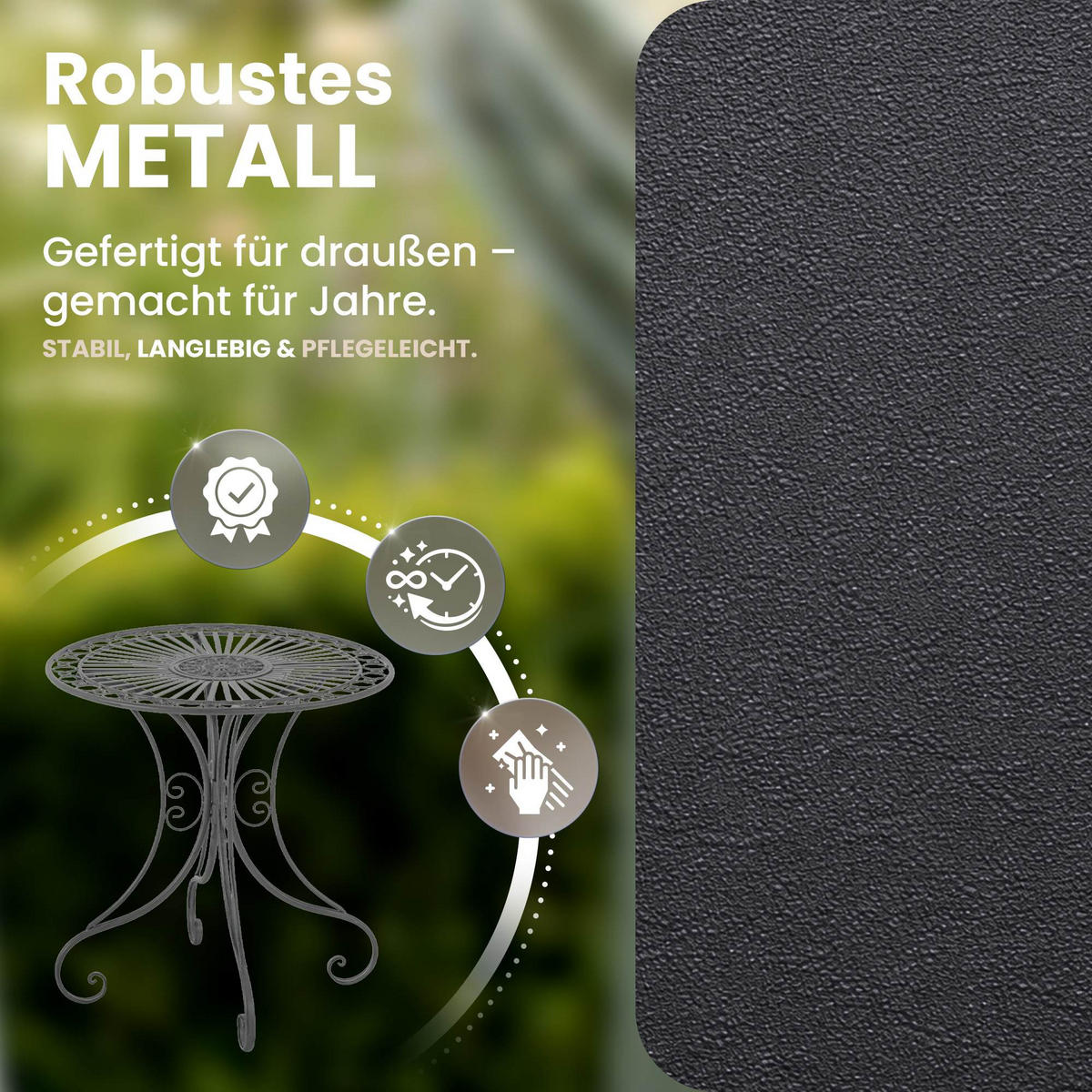 GARTENTISCH rund Ø70 cm Metall Anthrazit - Anthrazit, Metall (70/70/73cm) - CLP