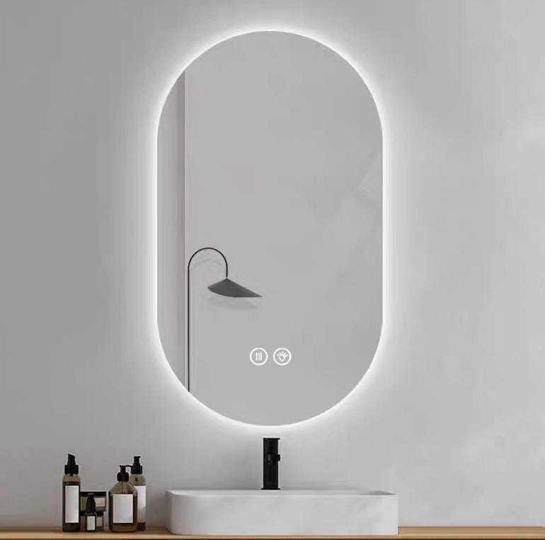 LED Badezimmerspiegel 60x90x3cm Silber, 3 Lichtfarben dimmbar mit Entspiegelung - Silberfarben, Glas (60/90/3cm) - Modfu