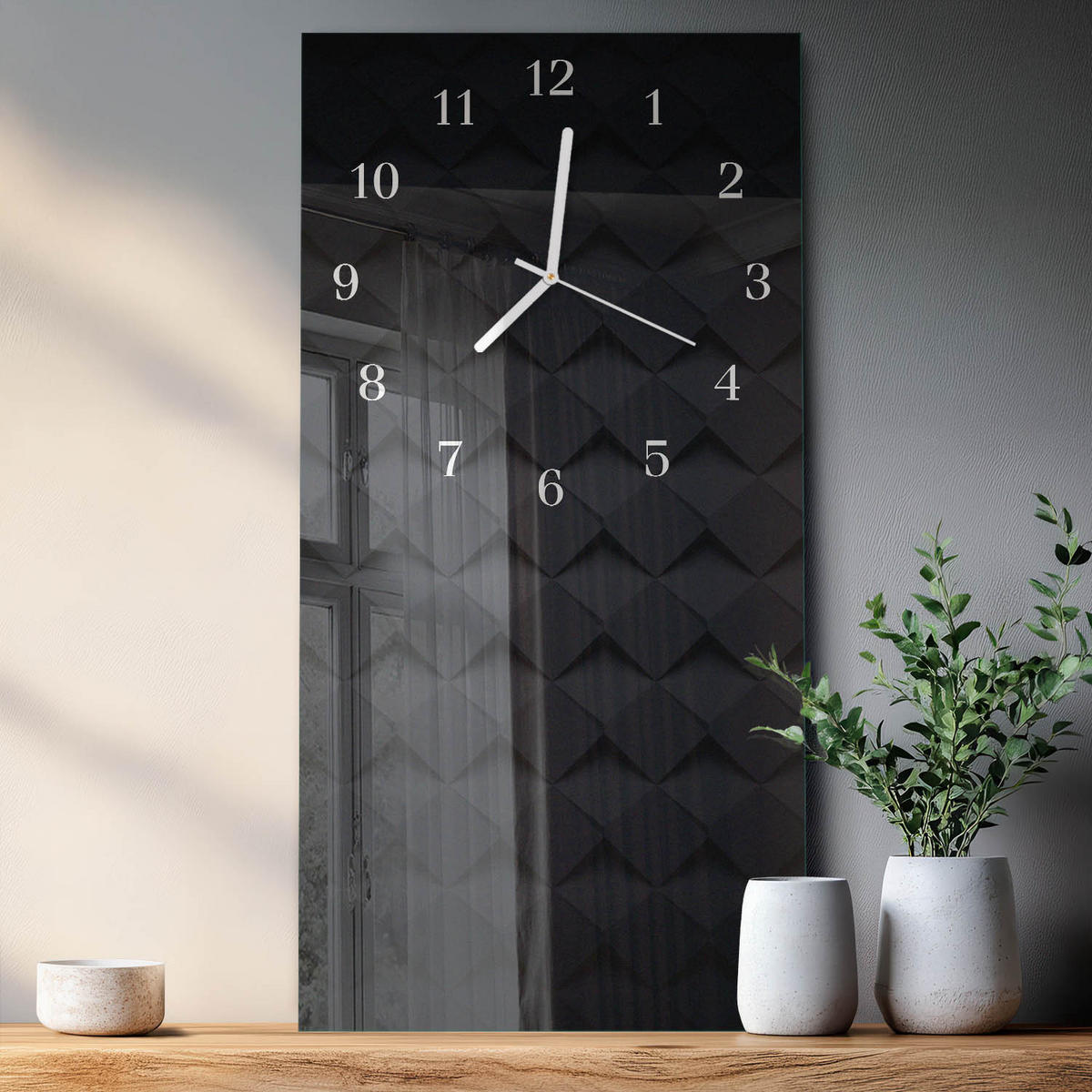 WANDUHR 30x60 cm - Segeln - Schwarz, Glas (30/60/0.4cm) - TULUP