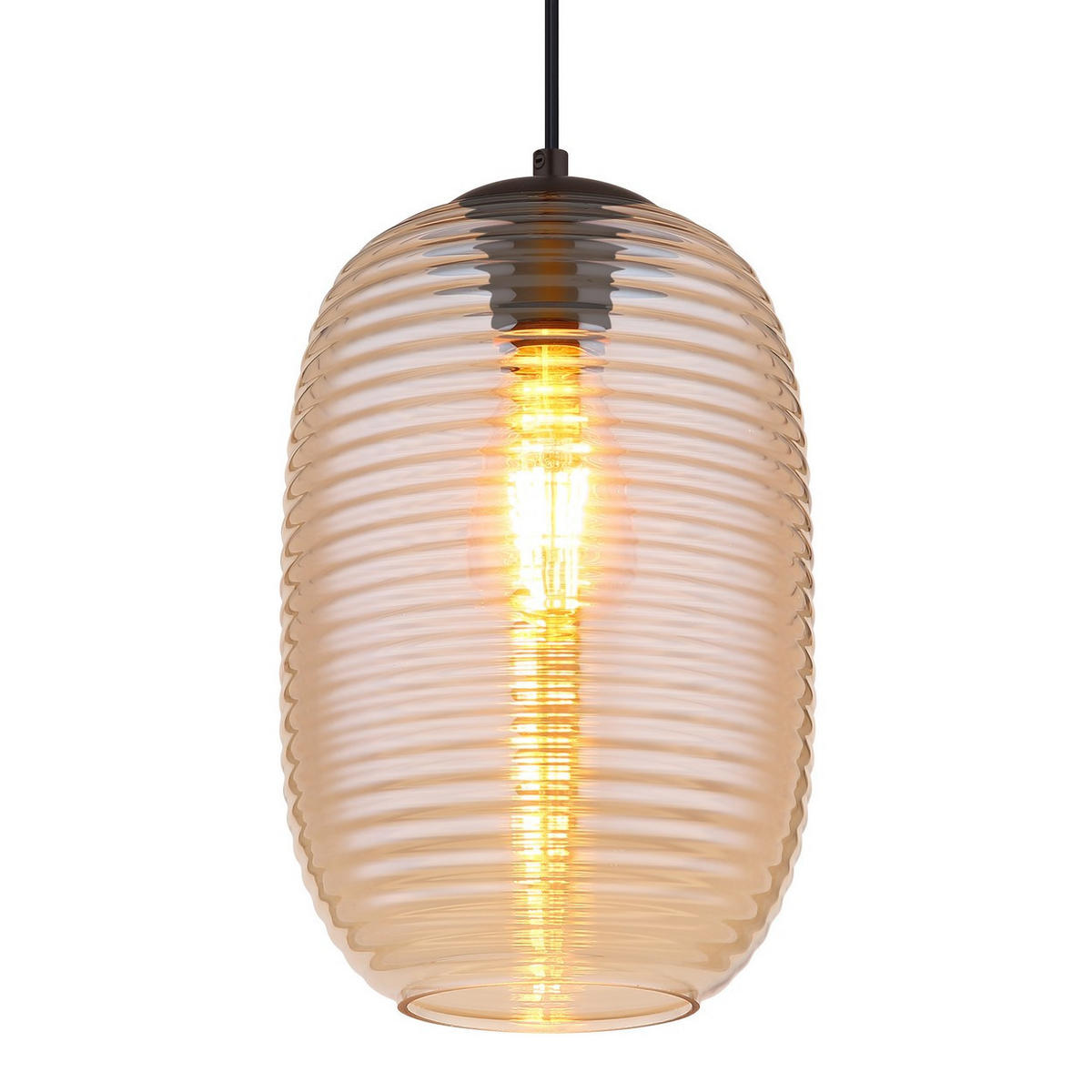 PENDELLEUCHTE Metall Schwarz Orange - Orange, Glas (20/20/120cm) - Globo Lighting