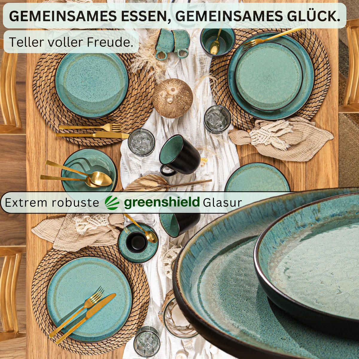 DESSERTTELLER SET FIJI - 6 teilig aus Steingut - Grün, Keramik (15.5cm) - Sänger