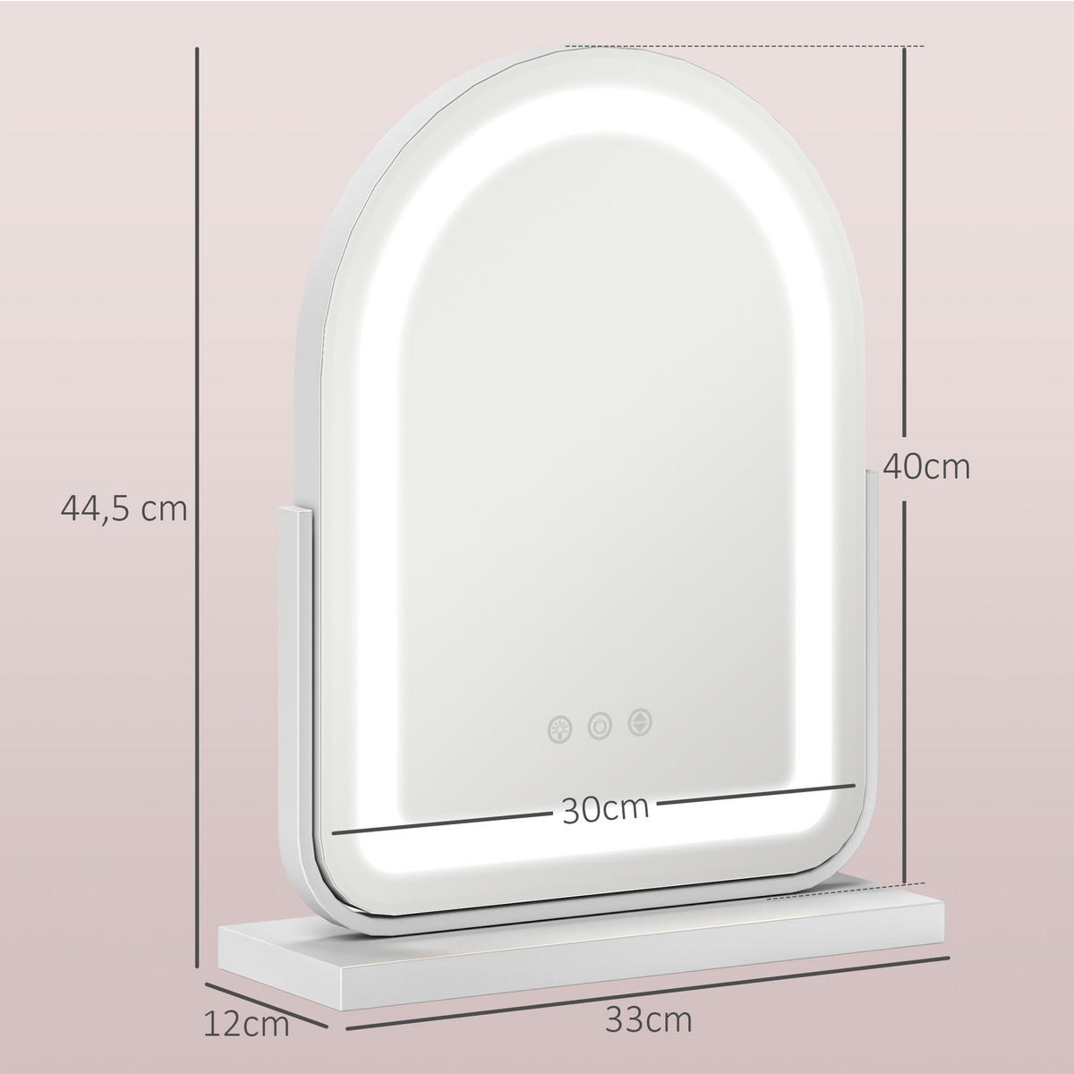 SCHMINKSPIEGEL 360° Drehbar Makeup-Spiegel, 33 x 44,5 cm, Weiß - Weiß, Glas (33/44.5/12cm) - HOMCOM