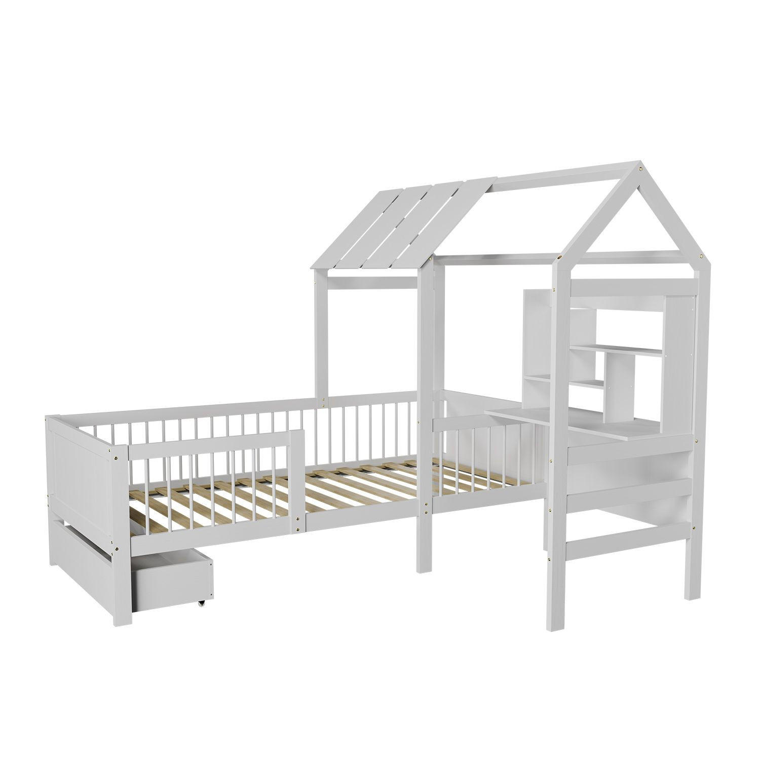 KINDERBETT Yari 90x200 cm Weiß - Weiß, Holz (90/200cm) - Juskys