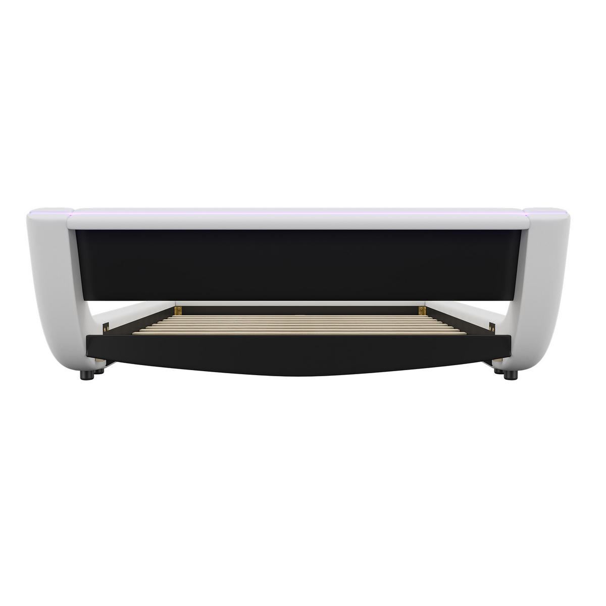 POLSTERBETT 140/200 cm DE-04601, mit LED-Umgebungslicht in Weiß - Weiß, Holzwerkstoff (140/200cm) - ComfortXL