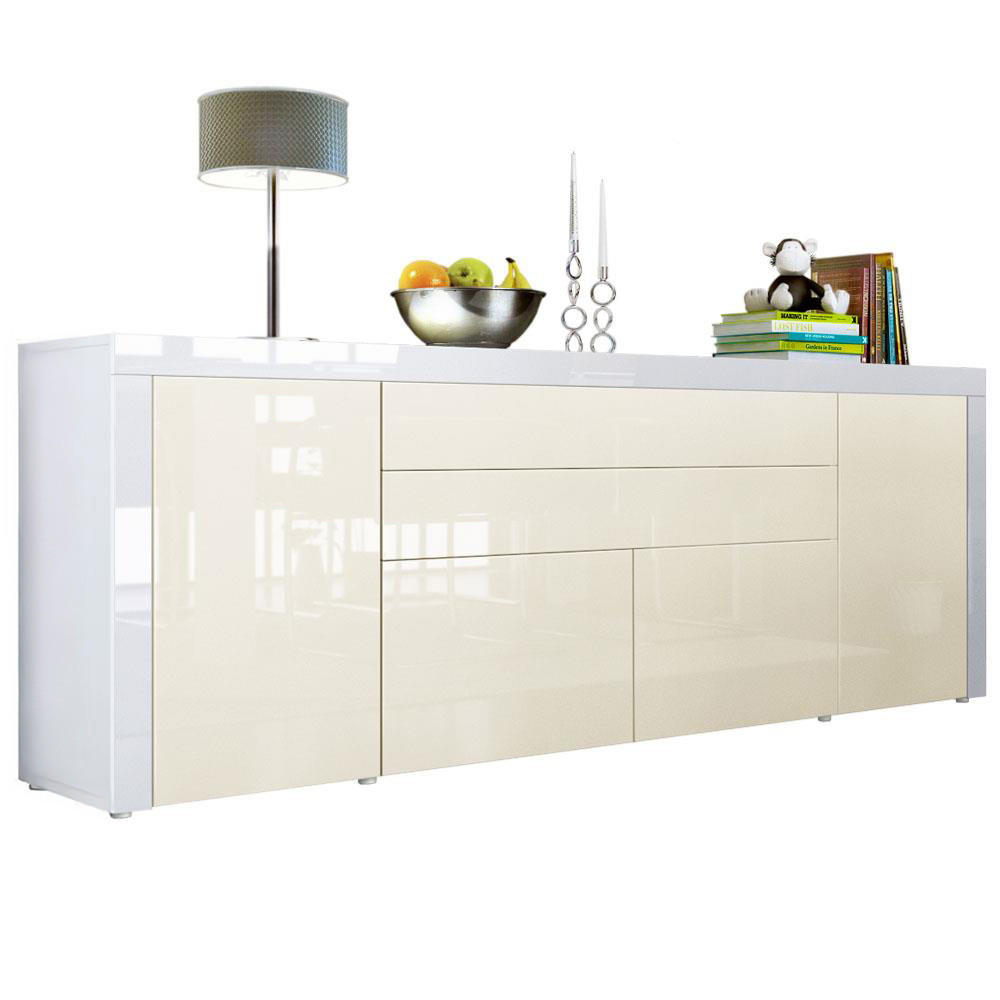 Vladon SIDEBOARD Creme 200cm × 35cm × 72cm