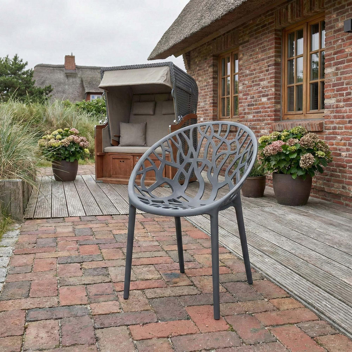 GARTENSTUHL Kunststoff Anthrazit - Anthrazit, Kunststoff (59/80/60cm) - CLP