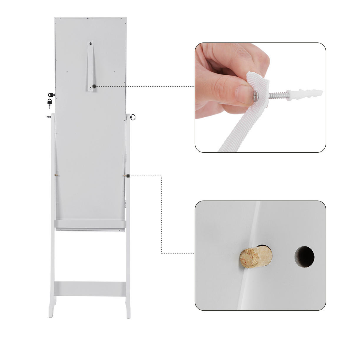 SCHMUCKSCHRANK Betty - Weiß, Holzwerkstoff (41/36/151cm) - SONGMICS