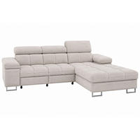 ECKSOFA COMODO Rechts mit Schlaffunktion & Bettkasten Greige - Greige, Textil (271/203cm) - KS Home Concept