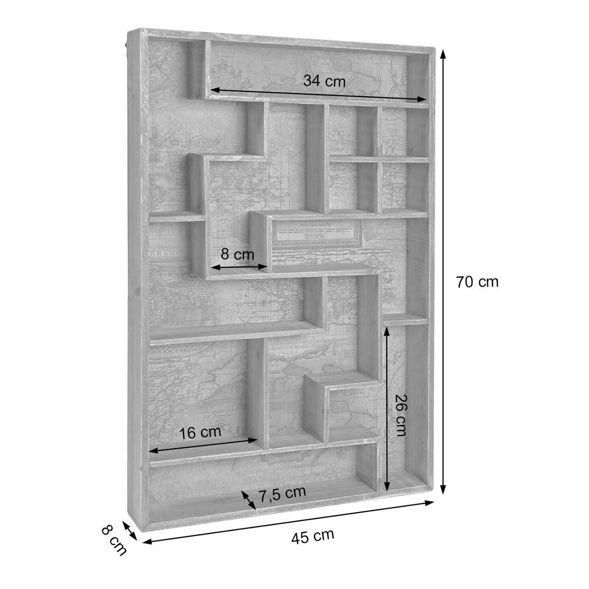 WANDREGAL 70x45x8cm Braun - Braun, Holz (45/70/8cm) - BERLINLODGE