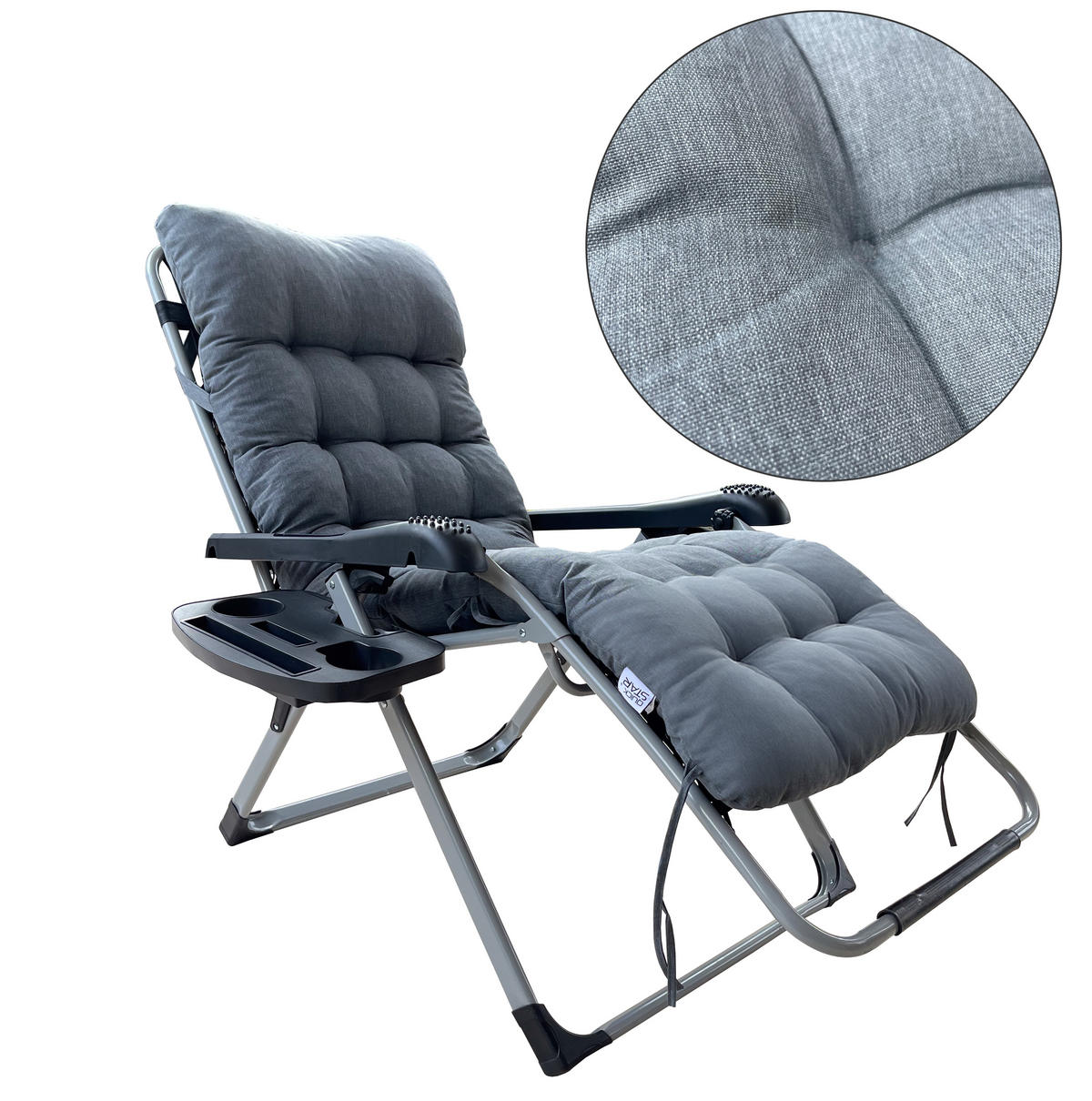 LIEGESTUHL mit extra dicker Auflage, Hellgrau - Hellgrau/Schwarz, Metall (73/110/81cm) - QUICK STAR