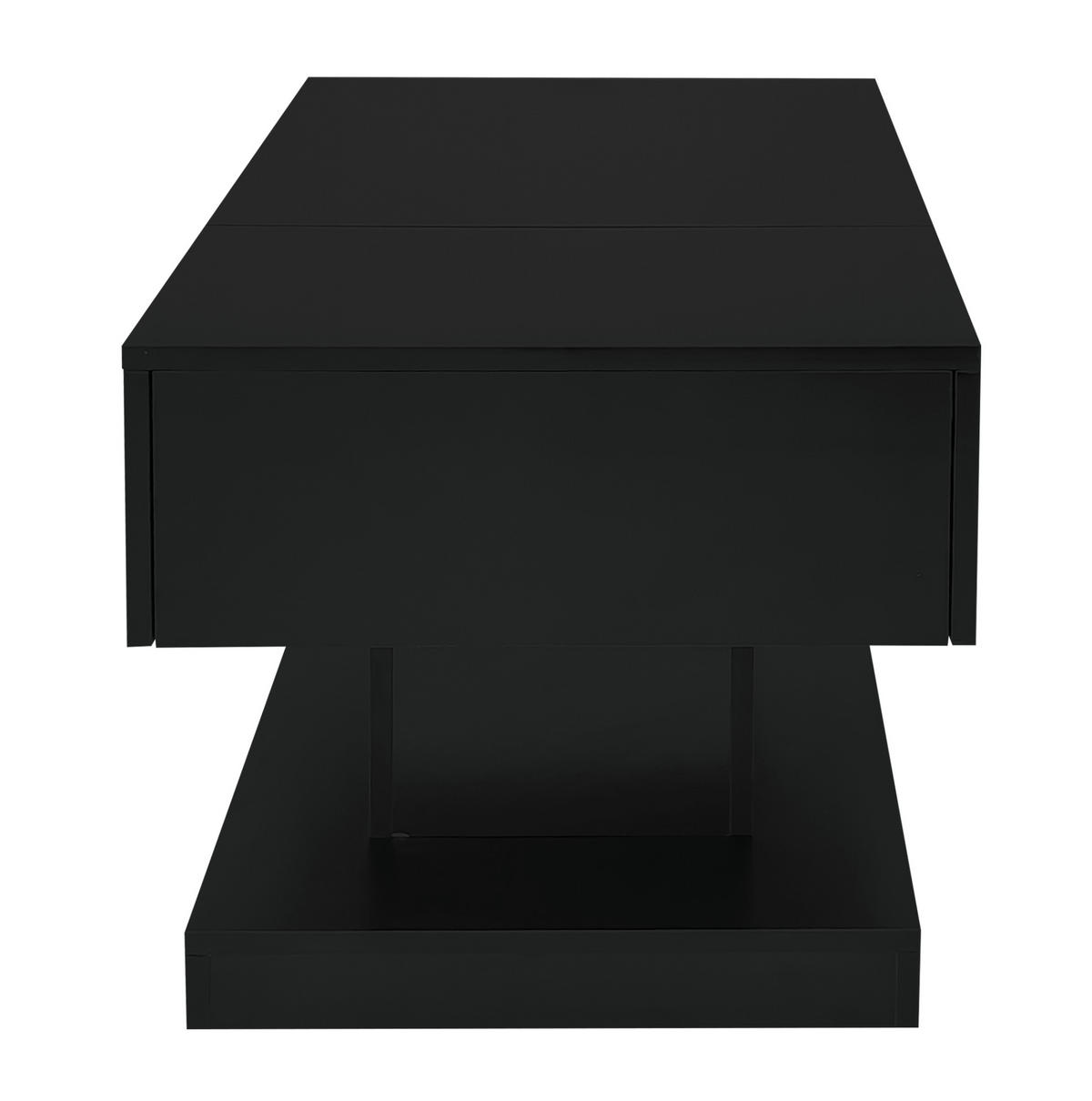 COUCHTISCH 100/50/45 cm in Schwarz aus Spanplatte mit LED-Beleuchtung und Stauraum - Schwarz, Holzwerkstoff (100/50/45cm) - OKMYHOME