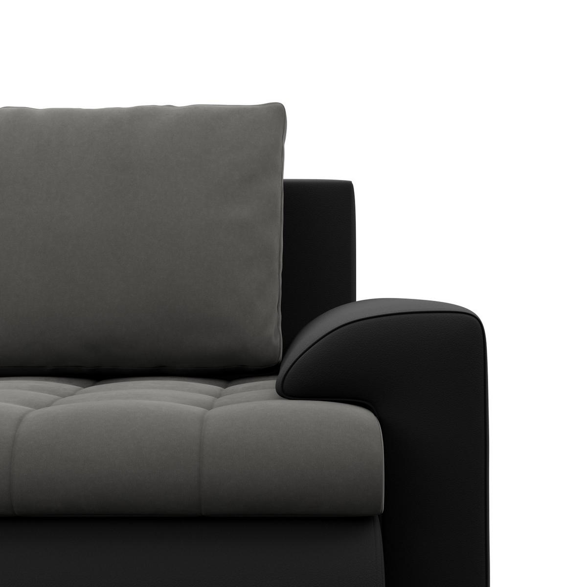 ECKSOFA RECHTS MIT SCHLAFFUNKTION FORESTA, Dunkelgrau + Schwarz - Dunkelgrau/Schwarz, Textil (230/159cm) - Mebligo