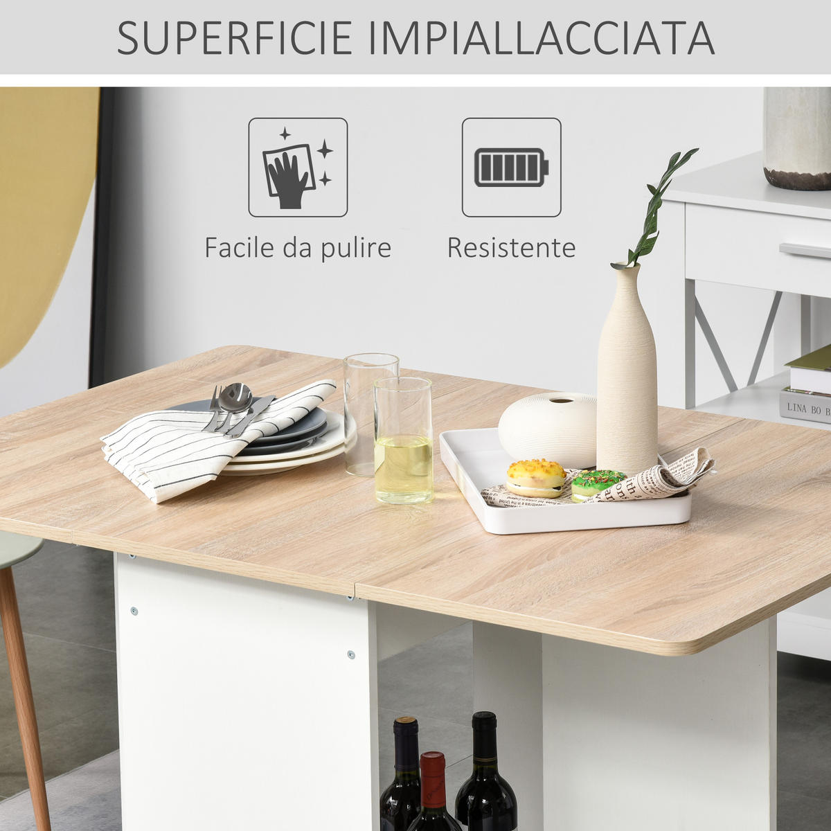 ESSTISCH Weiß, Holzoptik 1 Stück - Weiß, Metall (118/80/72cm) - GiPP