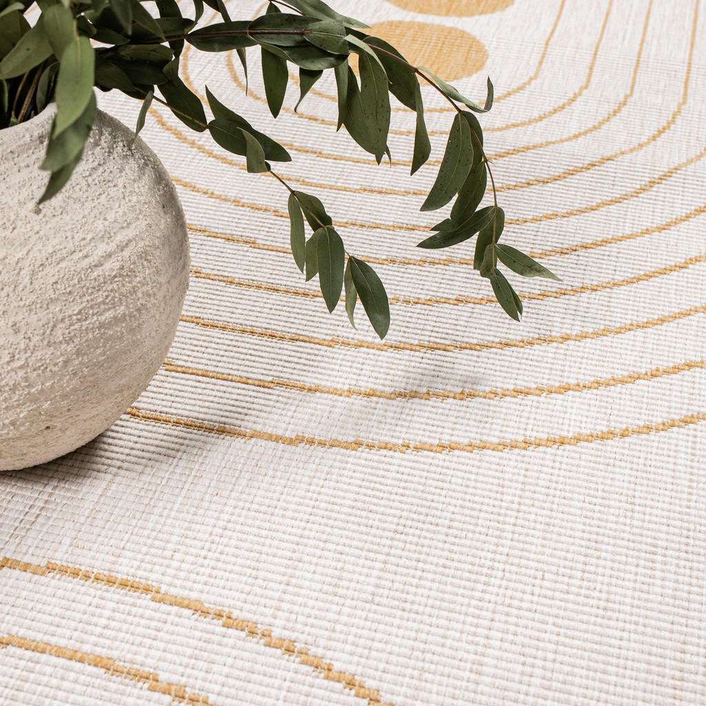 Thumbnail - carpet city Outdoor-Teppich, Gelb, Textil, Gepunktet, Rechteckig, 200x290 cm, Oeko-Tex® Standard 100, beidseitig verwend...
