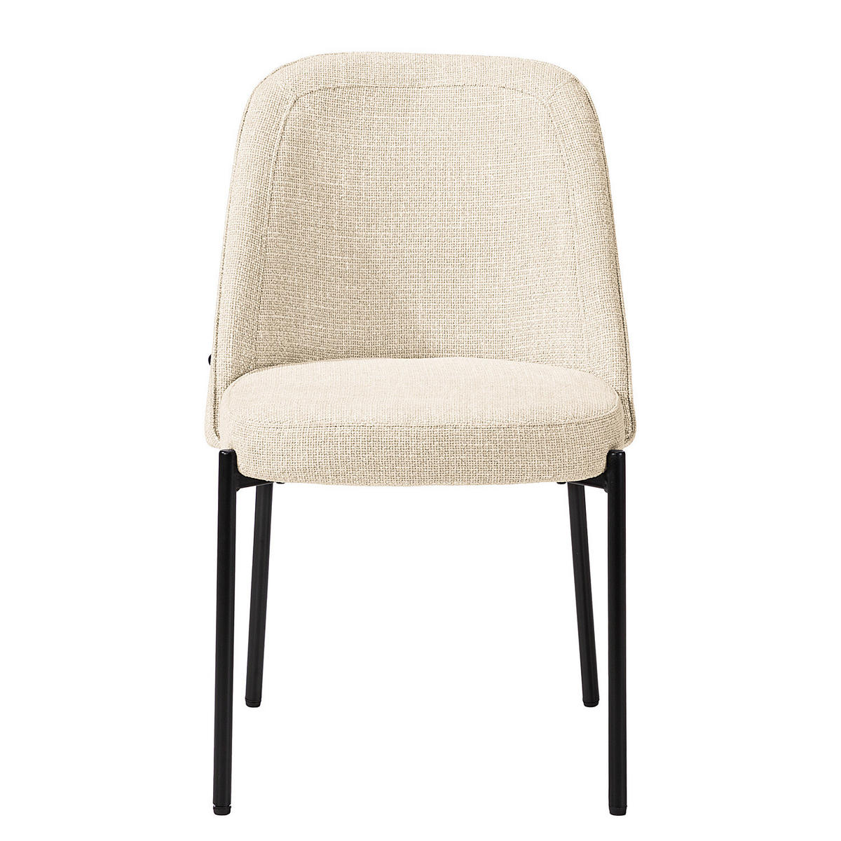 POLSTERSTUHL - Strukturstoff / Stahl, 2er-Set - Creme/Schwarz, Metall (57/85/52cm) - home24