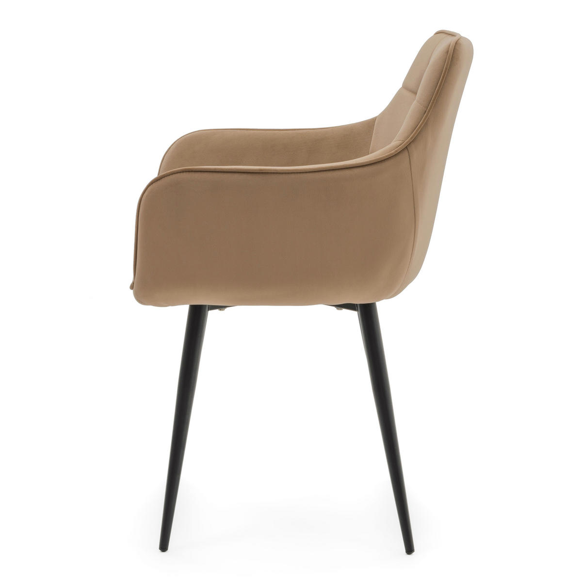 STUHL GALLO gespolstert mit Steppung - beige - Samt Velours - Beige/Schwarz, Textil/Metall (58/88/58cm) - NEW HOME