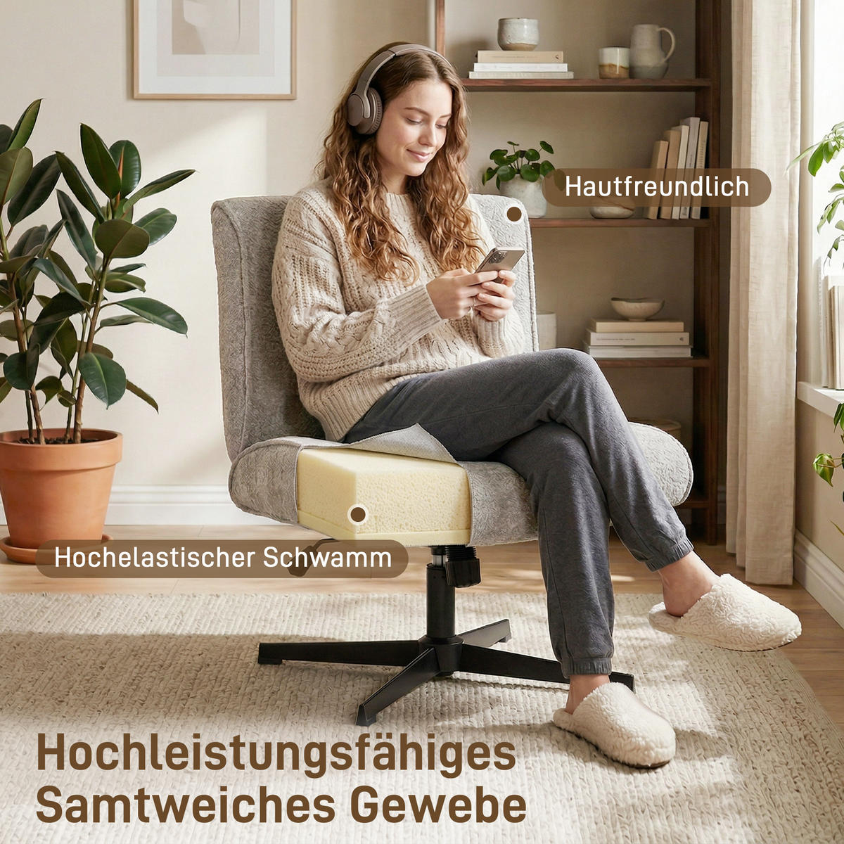 RELAXSESSEL drehbar aus Polyester Grau - Schwarz/Grau, Textil/Metall (63/90/75cm) - HOMCOM