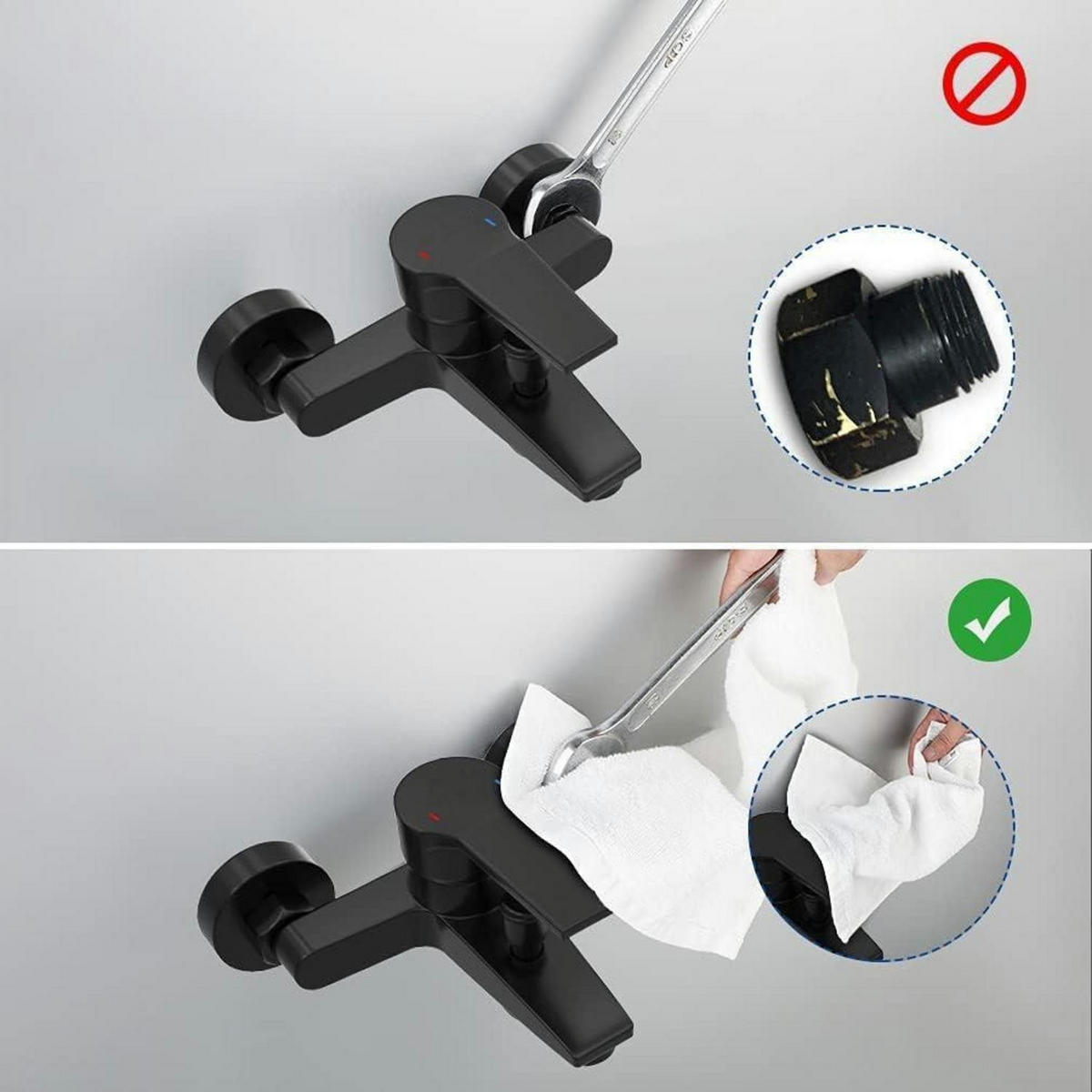 DUSCH- und Badewannenarmatur Schwarz 2 Funktionen Wassersparend 5 Duschmodi - Schwarz, Metall (19.5/12.6/21.6cm)