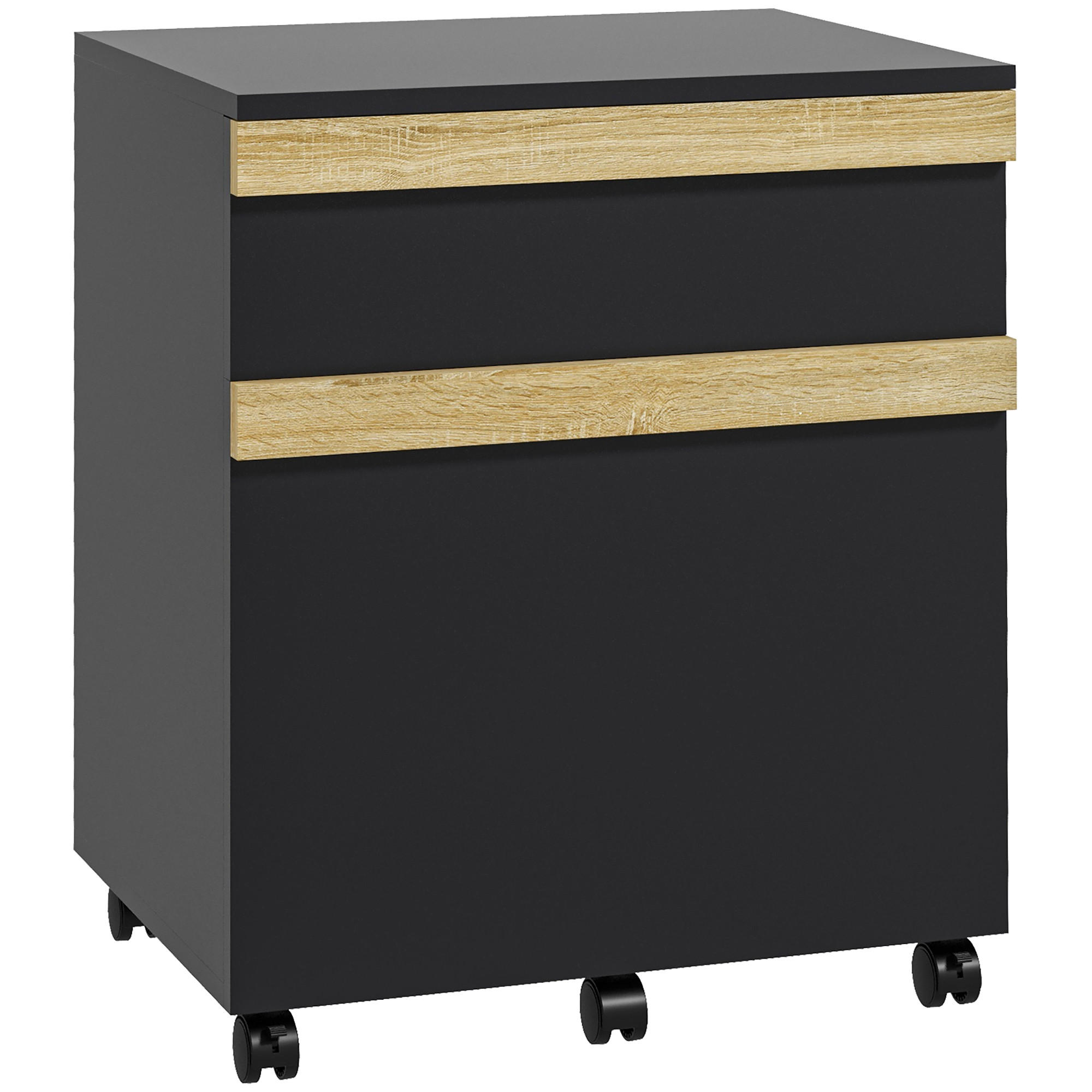 ROLLCONTAINER DE-14466 2 Schubladen mit Hängeakten Schwarz - Schwarz, Holzwerkstoff (40/59.5/48cm) - ComfortXL