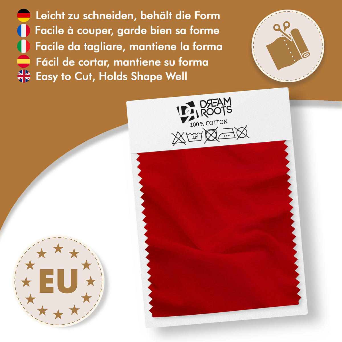BAUMWOLLSTOFF Rot 160 cm breit, 145 g/m², uni rot, kräftige Canvas-Qualität für Polster, Deko & Projekte - Rot, Textil (160/100cm) - Dreamroots
