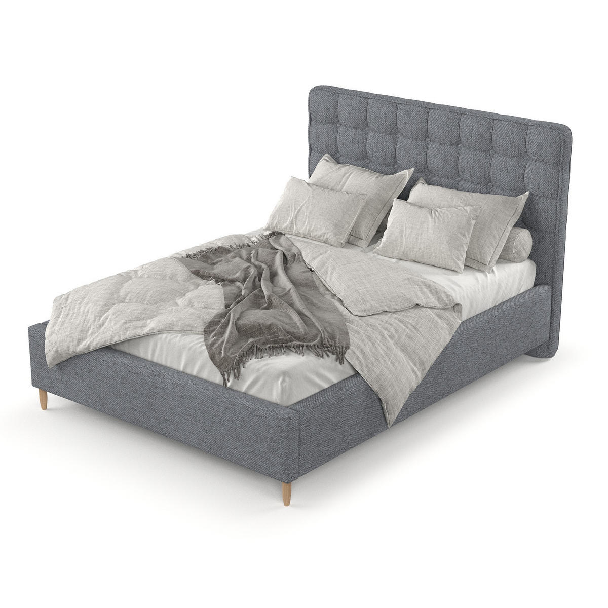 POLSTERBETT Paloma 120/200 cm Grau im Neve Stoff - Naturfarben/Grau, Holz/Holzwerkstoff (120/200cm) - AltaBeds
