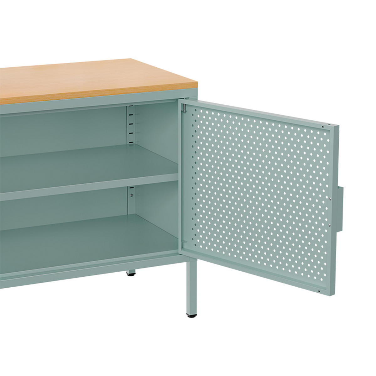 SIDEBOARD 100 cm, Salbeigrün - Grün, Metall (40/60/100cm) - Oviala