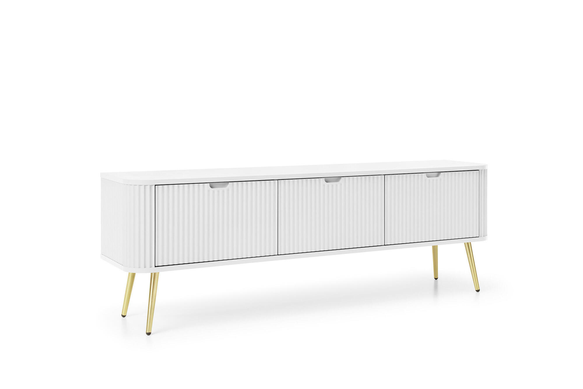 TV-LOWBOARD ZOVA Weiß, Gold 168x39x57 cm - Goldfarben/Weiß, Holzwerkstoff (168/57/39cm) - FURNLUX