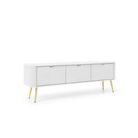 TV-LOWBOARD ZOVA Weiß, Gold 168x39x57 cm - Goldfarben/Weiß, Holzwerkstoff (168/57/39cm) - FURNLUX