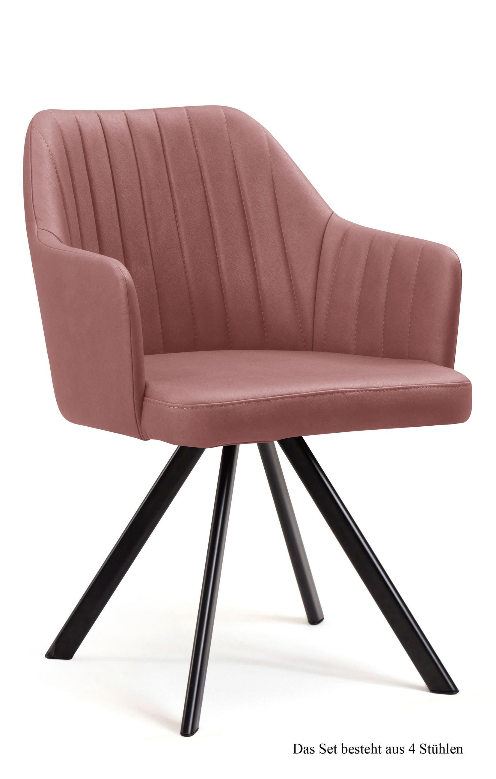 ARMLEHNSTUHL (4er-Set) Delia 58x81x60 Schwarz/Rosewood - Dunkelrosa/Schwarz, Kunststoff (60/81/58cm) - 58aufmkessel