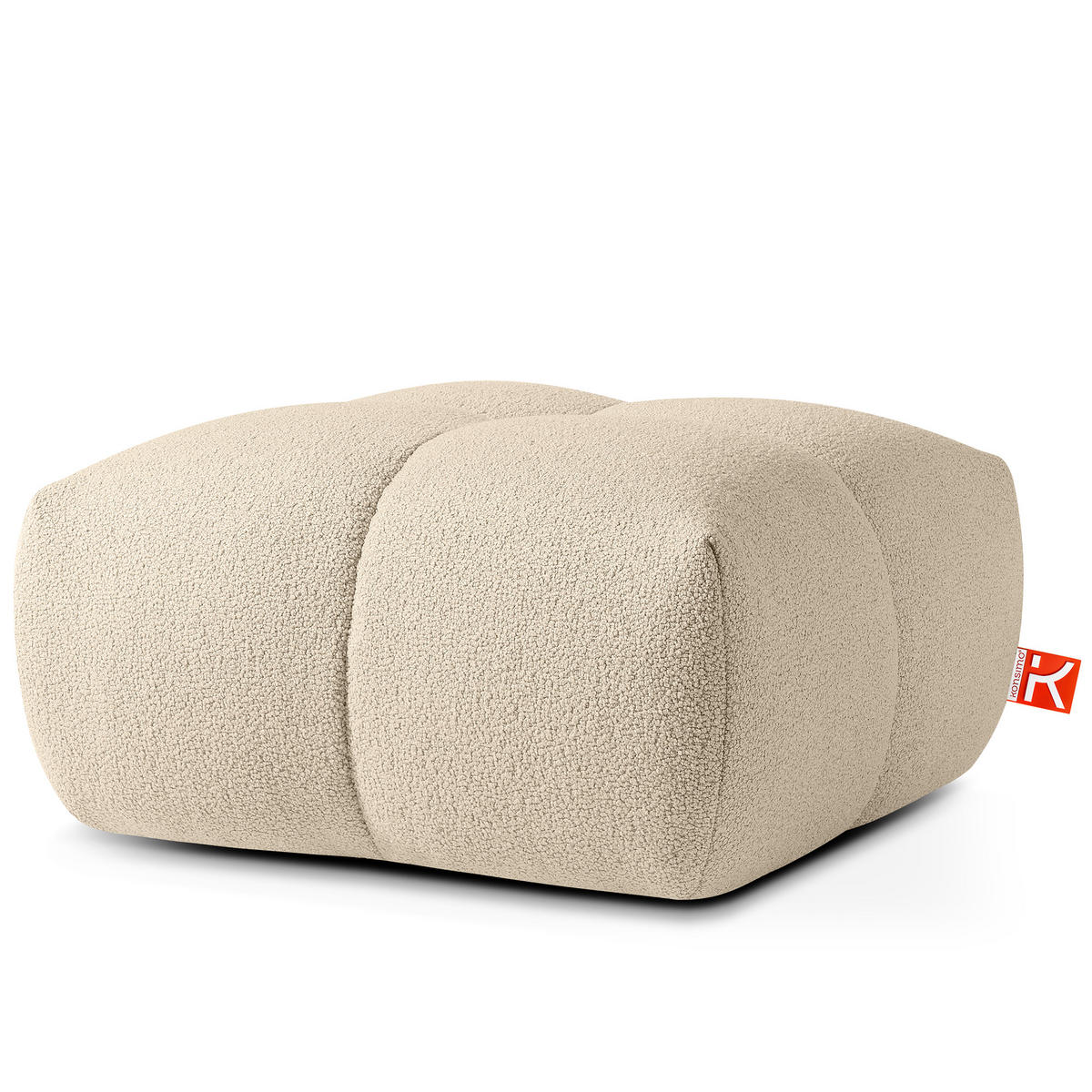 POUF VENA Bouclé, Hellbeige - Beige, Holz/Textil (65/38/65cm) - KONSIMO®