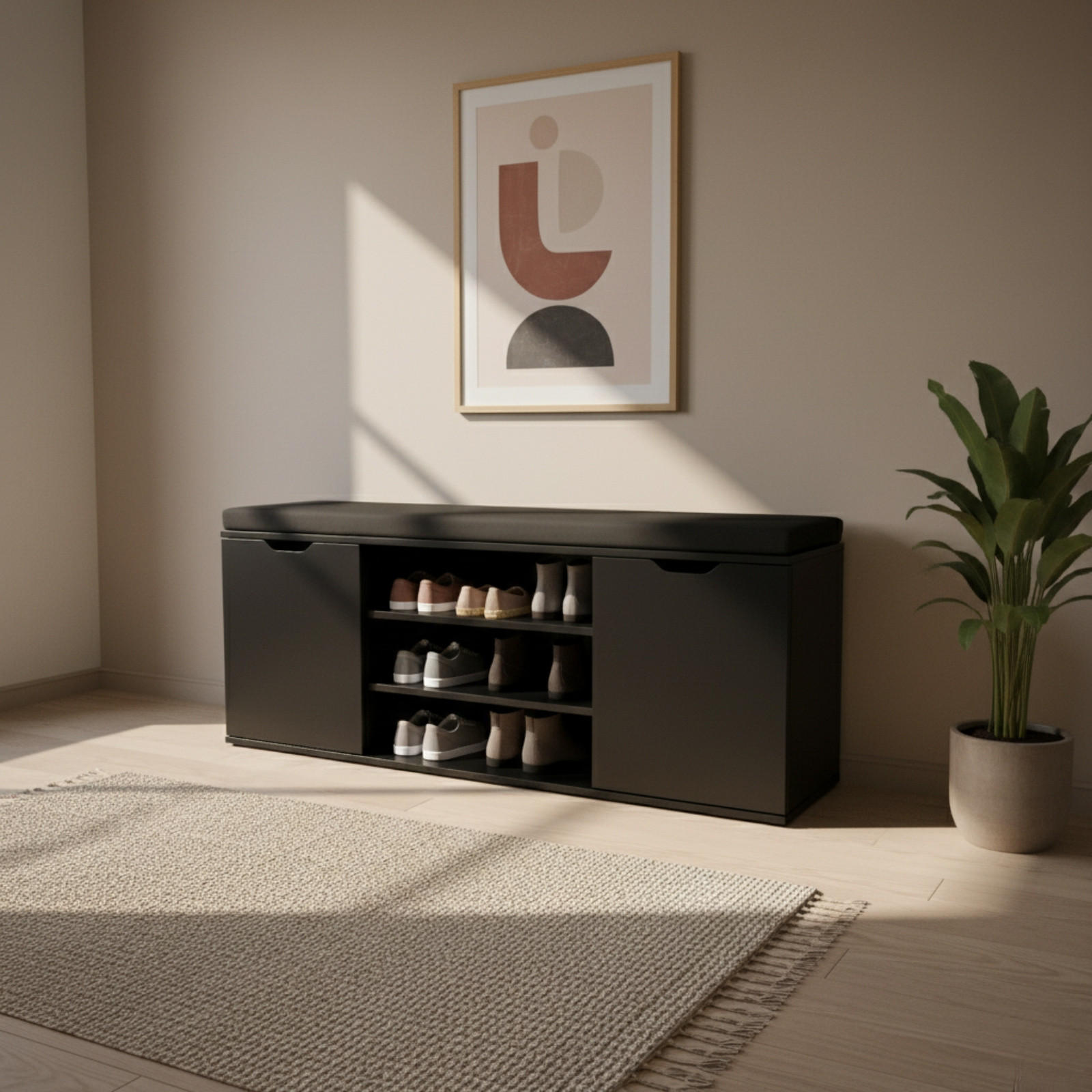 SCHUHSCHRANK Porta 103/30/46 cm - Schwarz, Holzwerkstoff (30/46/103cm) - BOXIMO