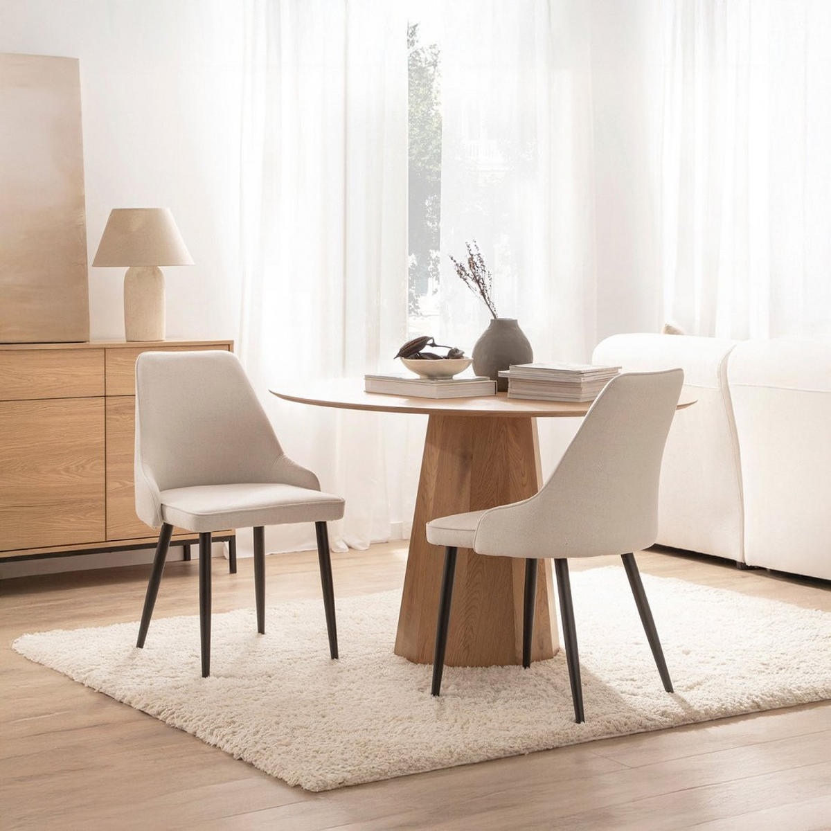 ESSZIMMERSTUHL Nika Beige 52 cm x 87 cm 2er-Set - Beige, Textil (52/87/58cm) - Klast Home