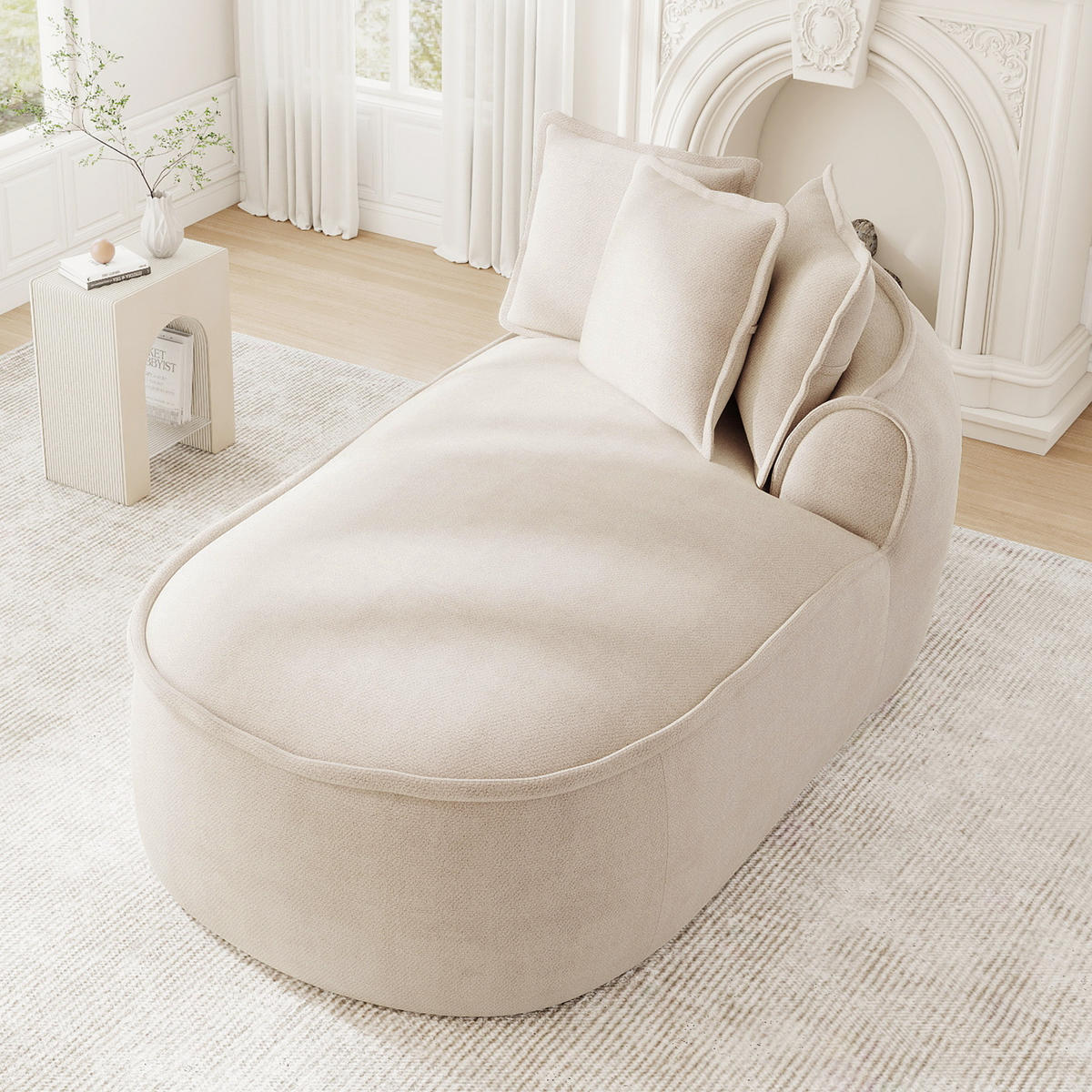 RÉCAMIERE rechte Chaiselongue mit Kissen, DE-42643, Helltaupe - Taupe, Textil (164/67/92cm) - ComfortXL