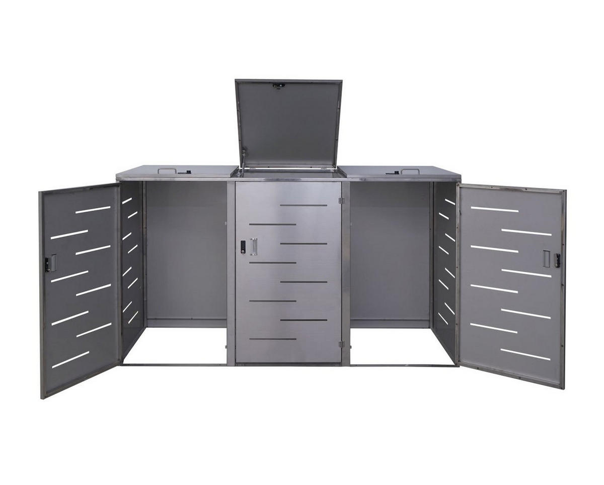 3ER-/6ER-MÜLLTONNENVERKLEIDUNG Silber - Silberfarben, Metall (212/116/98cm) - MCW