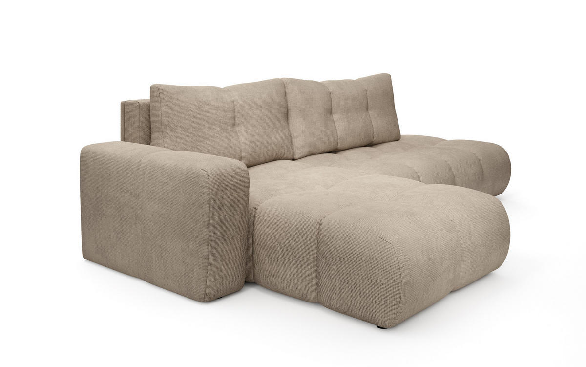 ECKSOFA DUCA L-S Beige Chenille mit Schlaffunktion - Beige, Holz (266.5/266.5cm) - MASSENO